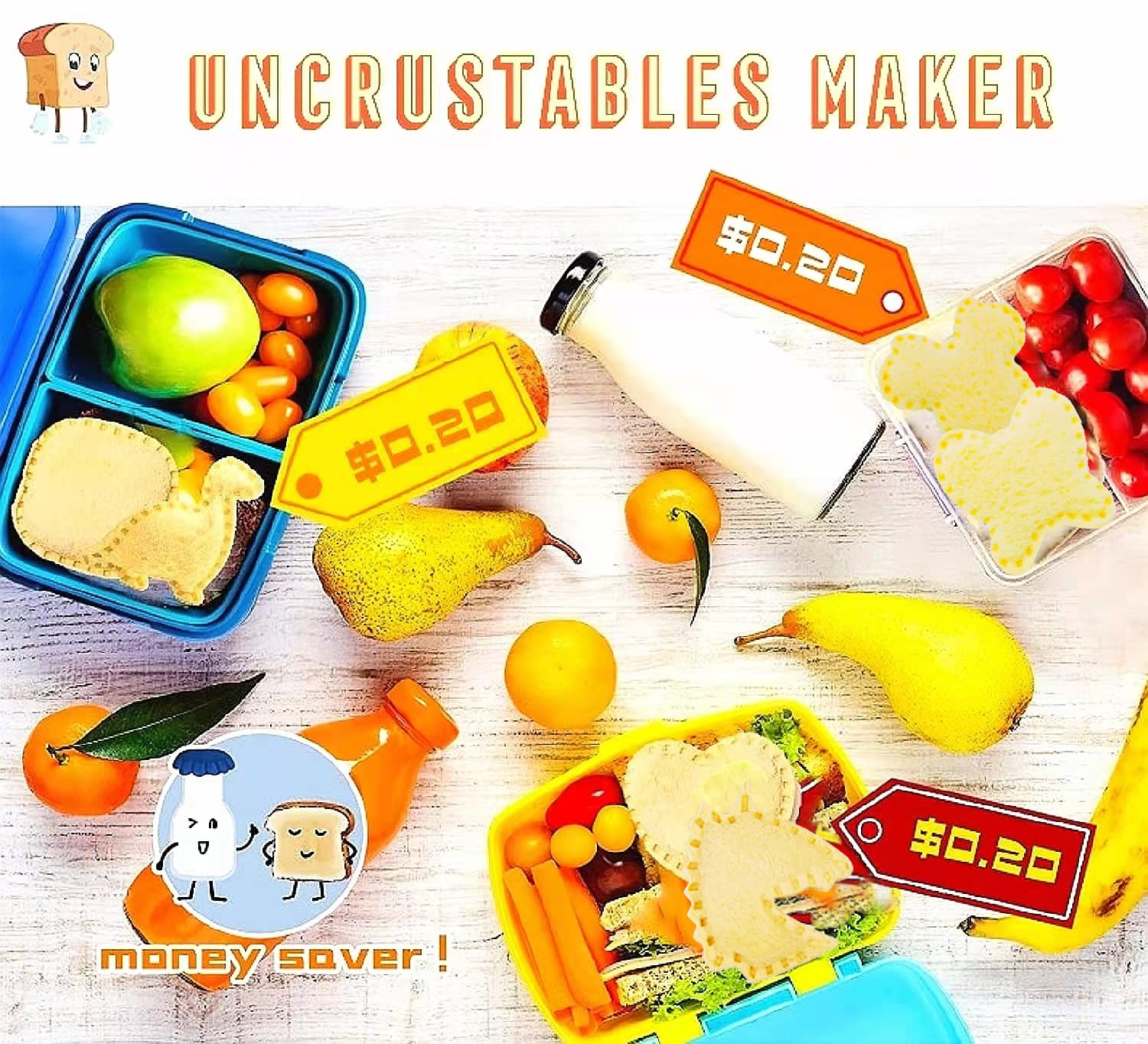 BANIC Uncrustable Sandwich Cutter, 24Pcs Sandwich Cutter and Sealer Set, Crustless Sandwich cutter Shapes Butterfly Unicorn Dino ect, Lunch & Bento Box Accessories,Bread Fruit Cookie Cutters for kids - Image 5