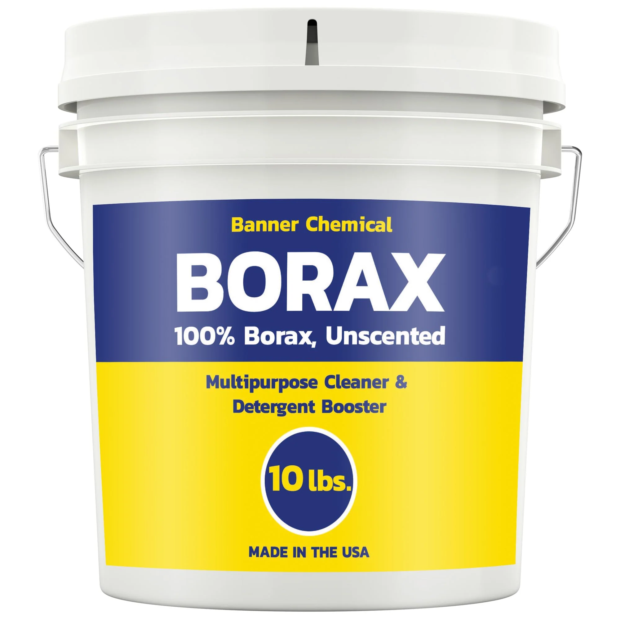 Banner Chemical Raw Borax (10 lbs) - 100% Pure, Unscented, Multi-Purpose Cleaner & Detergent Booster - Natural Household Cleaner and Stain Remover - Made in the USA