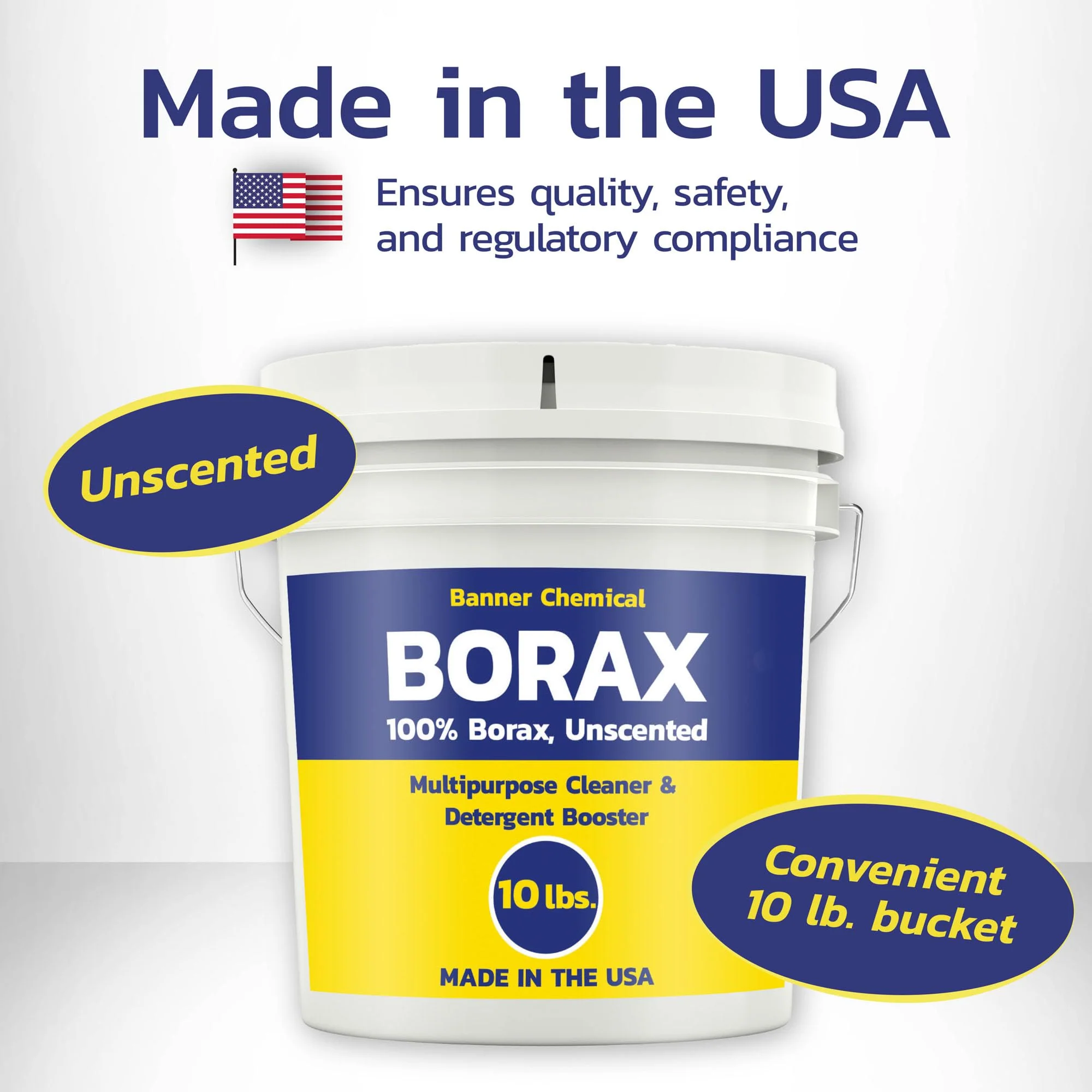 Banner Chemical Raw Borax (10 lbs) - 100% Pure, Unscented, Multi-Purpose Cleaner & Detergent Booster - Natural Household Cleaner and Stain Remover - Made in the USA - Image 4