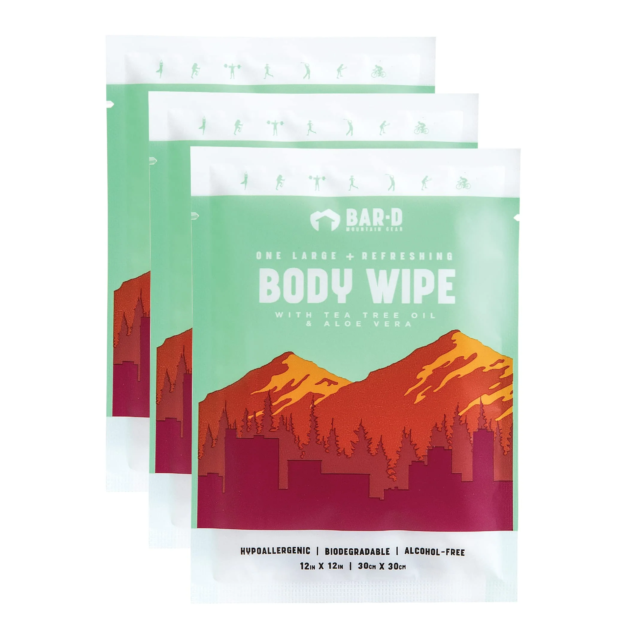 Bar-D Cleansing Face & Body Wipes for Women and Men - Individually Wrapped Biodegradable Shower Wipes with Tea Tree Oil & Aloe Vera (20 Count/Box) - Image 7