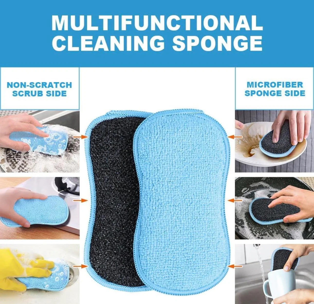 Bar-Keepers-Friend More Spray and Foam Cleaner 25.4oz (2Pack) + 2 Non-Scratch Scrub Sponges | Hard Water Stain Remover | Kitchen & Bathroom Cleaning Kit | By R&C Store - Image 4
