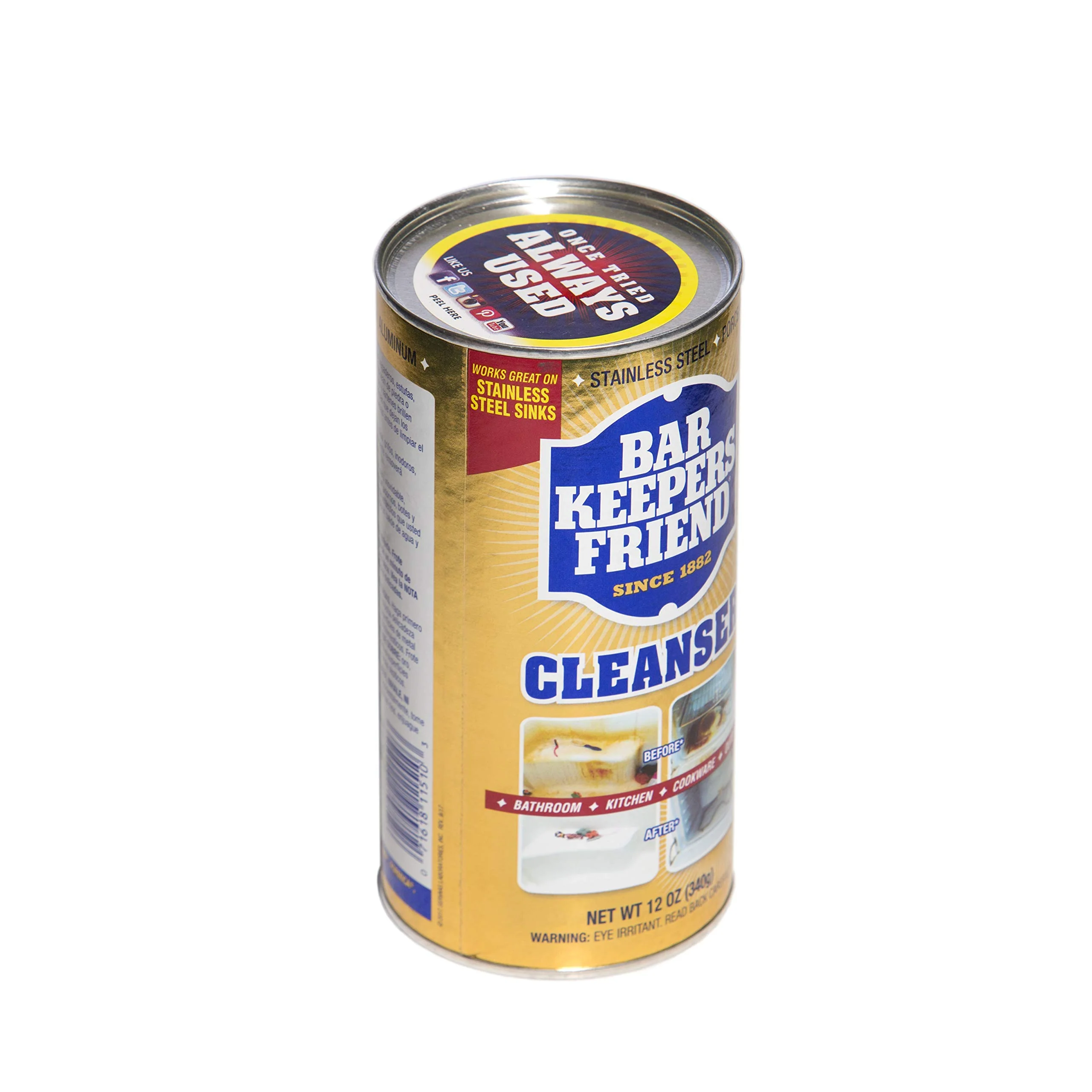 Bar Keepers Friend Powder Cleanser (12 oz - 4-pack) - Multipurpose Cleaner & Stain Remover - Bathroom, Kitchen & Outdoor Use - For Stainless Steel, Aluminum, Brass, Ceramic, Porcelain, Bronze and More - Image 5