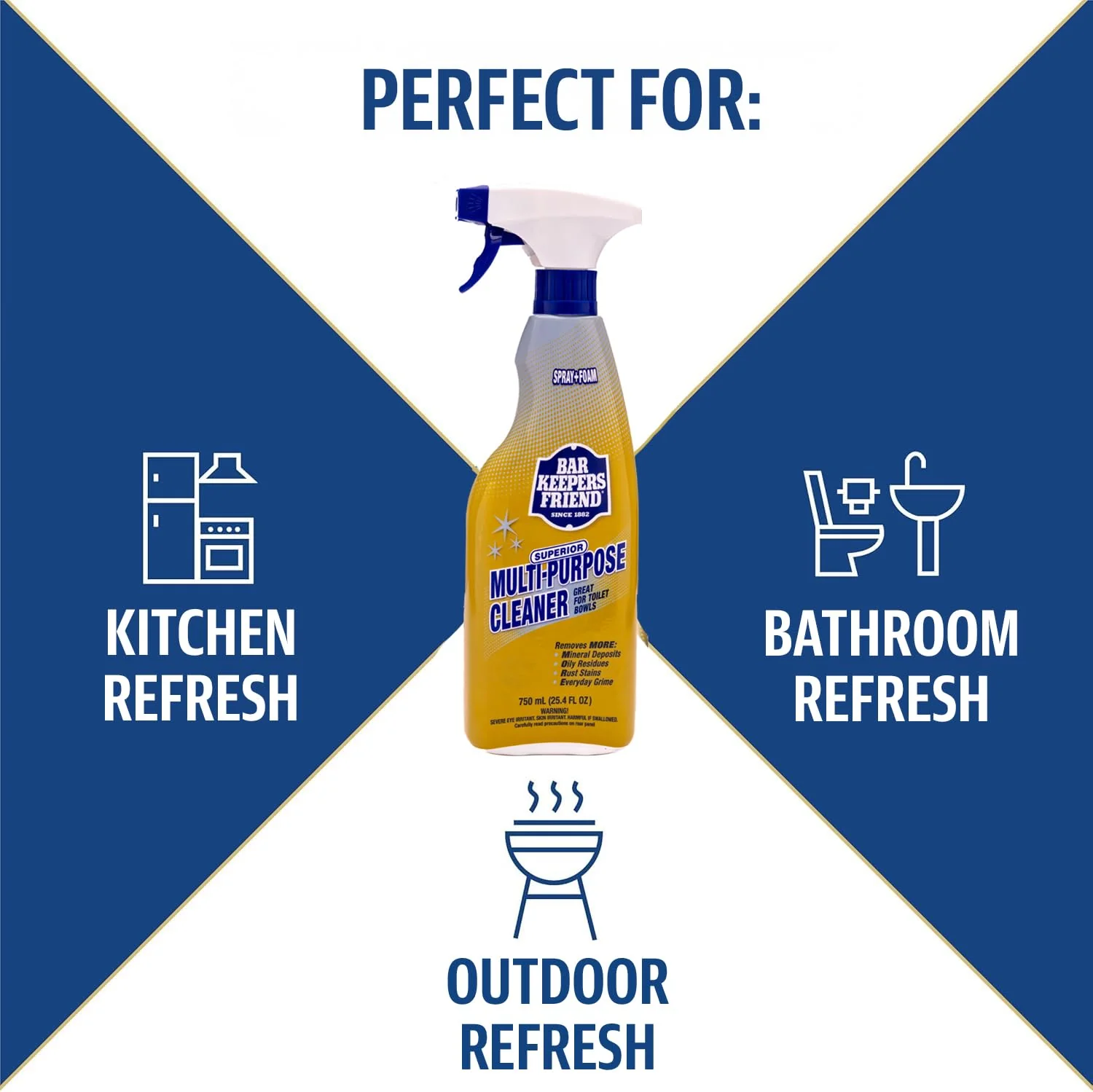 Bar Keepers Friend Soft Cleanser (26 oz) MORE Spray + Foam (25.4 oz) Multipurpose Cleaner Bundle, Stain & Rust Remover for Multi Surface Bathroom, Kitchen & Outdoor Cleaning - Image 6