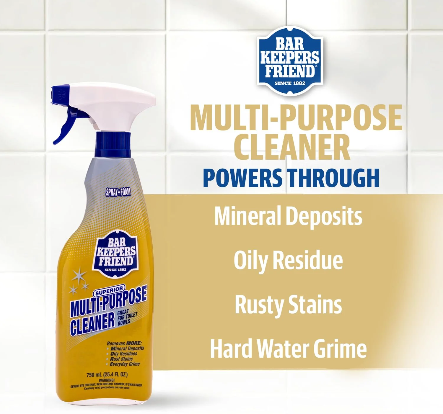 Bar Keepers Friend Soft Cleanser (26 oz) MORE Spray + Foam (25.4 oz) Multipurpose Cleaner Bundle, Stain & Rust Remover for Multi Surface Bathroom, Kitchen & Outdoor Cleaning - Image 8
