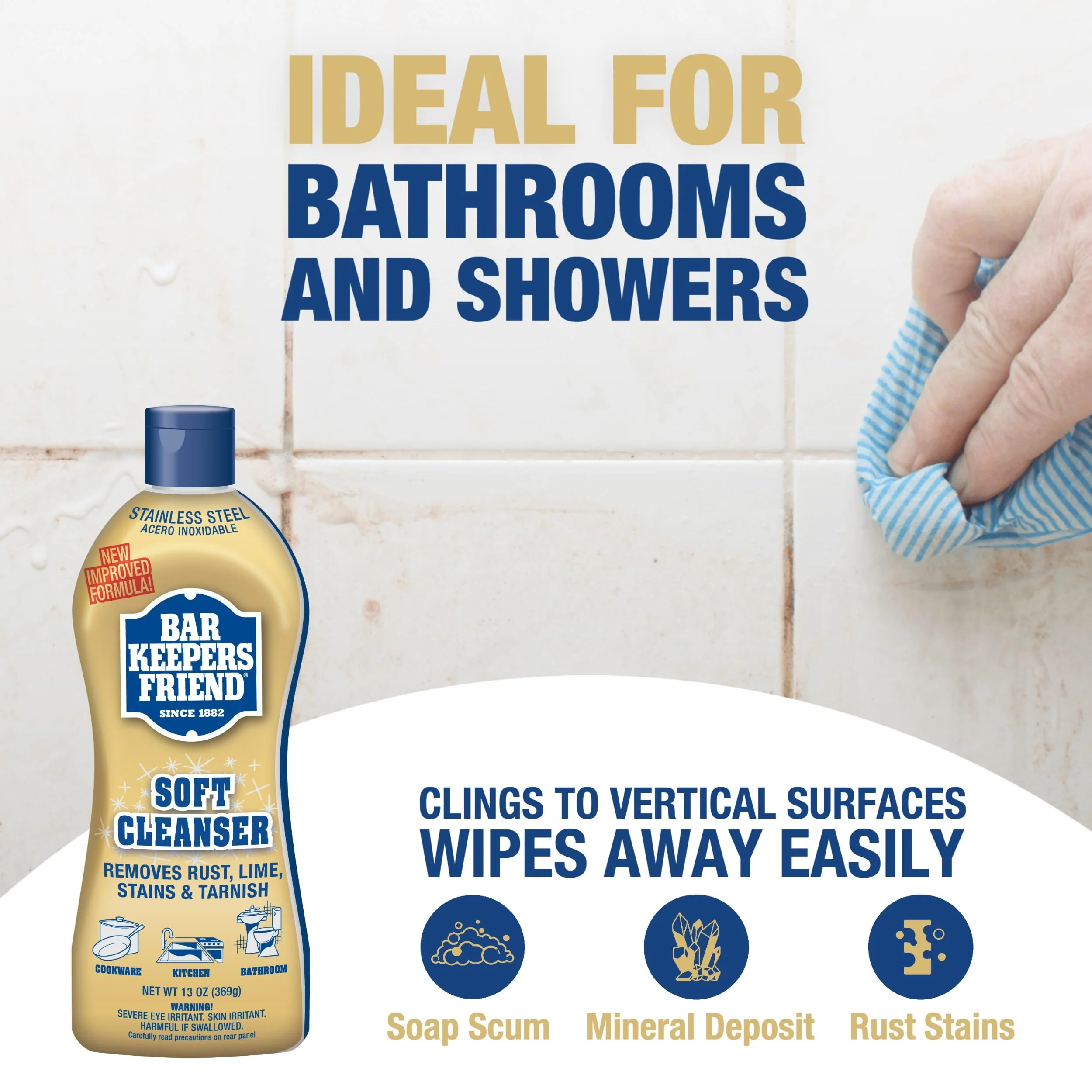Bar Keepers Friend Soft Cleanser Liquid (2 x 13 Ounce) Multipurpose Cleaner & Rust Stain Remover for Stainless Steel, Porcelain, Ceramic Tile & More - Image 5