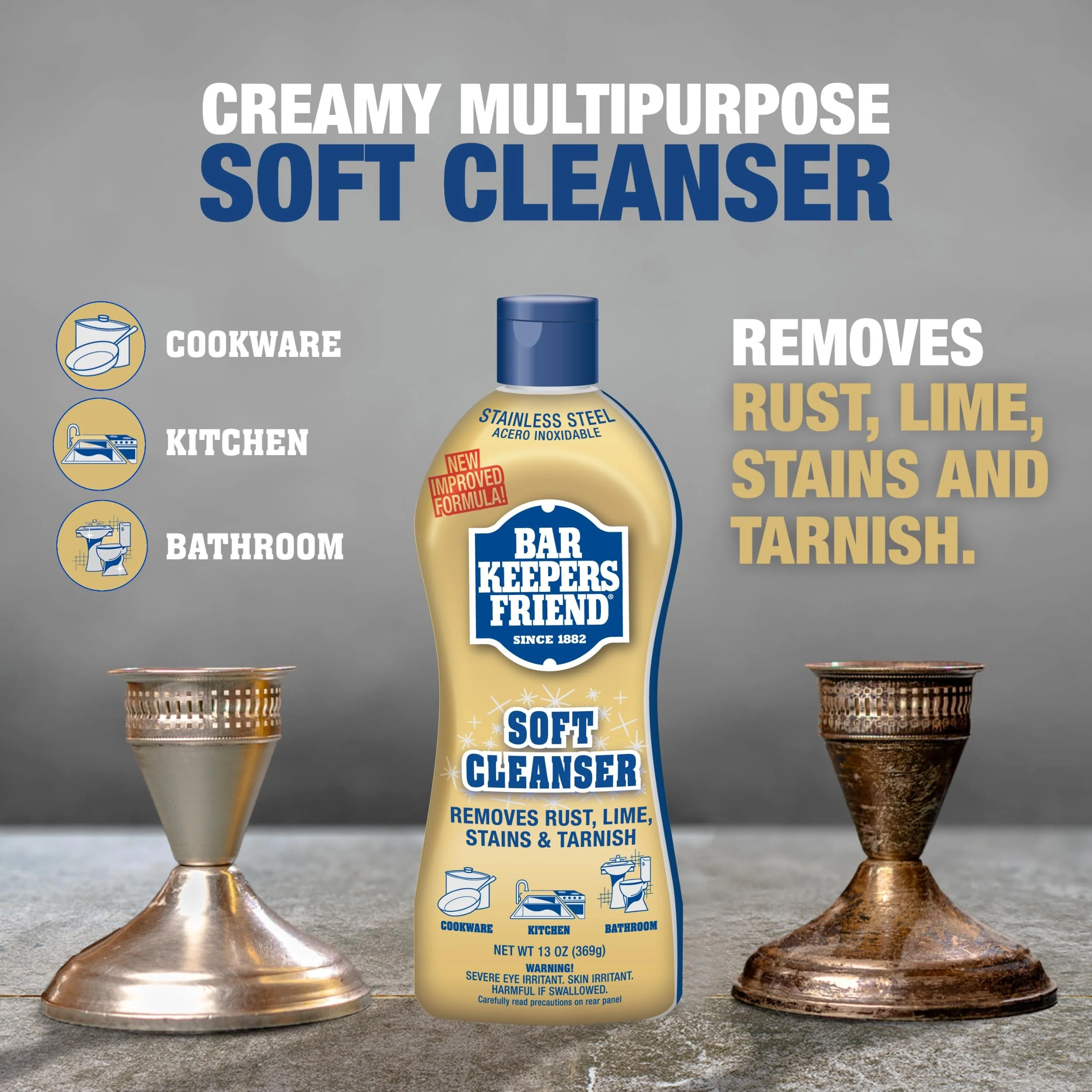 Bar Keepers Friend Soft Cleanser Liquid (2 x 13 Ounce) Multipurpose Cleaner & Rust Stain Remover for Stainless Steel, Porcelain, Ceramic Tile & More - Image 7
