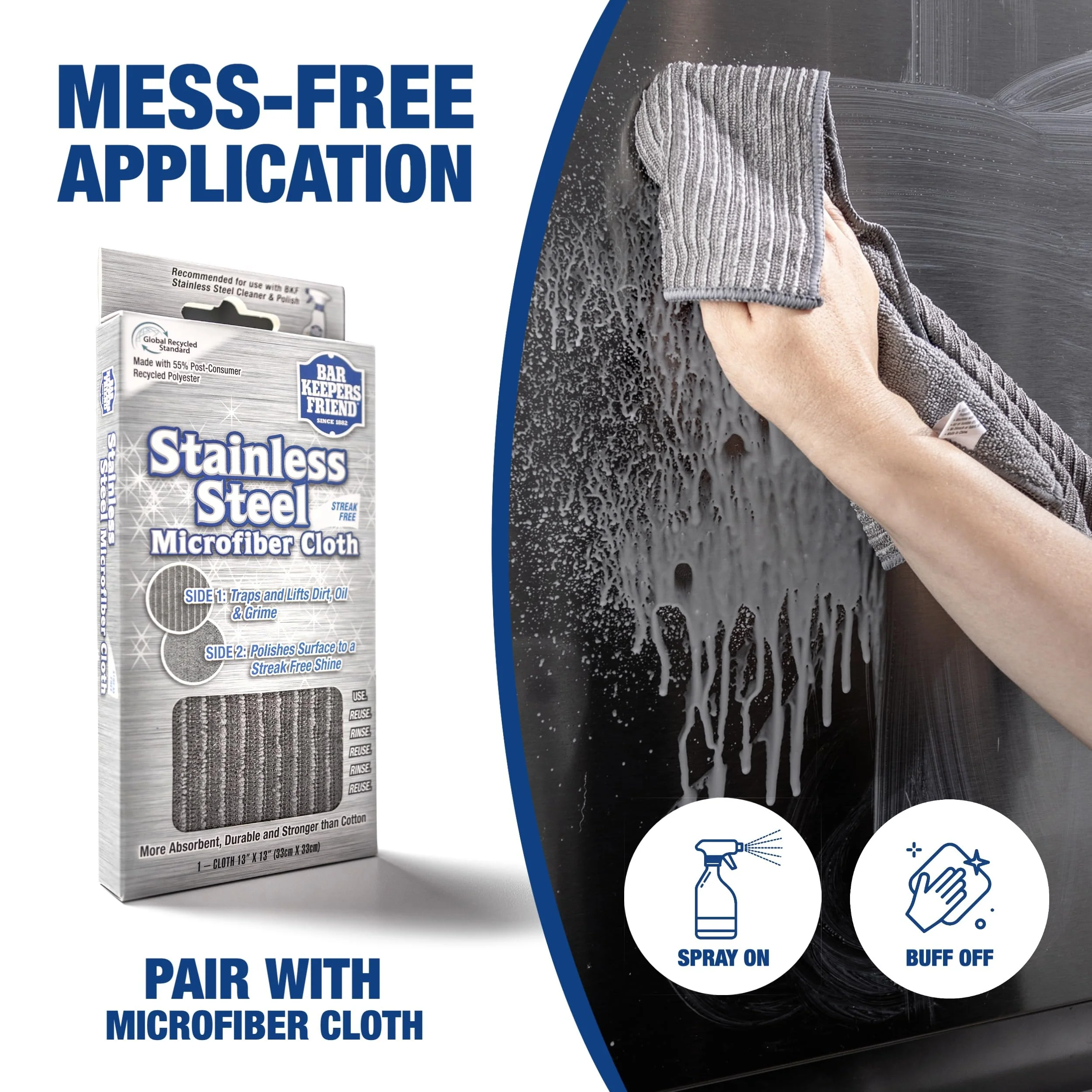 Bar Keepers Friend Stainless Steel Cleaner and Polish Spray (2 x 25.4 oz) Removes Oily Fingerprints, Hard Water Stains, Grime & Food Debris without Scratching or Dulling Appliances & Surfaces - Image 6