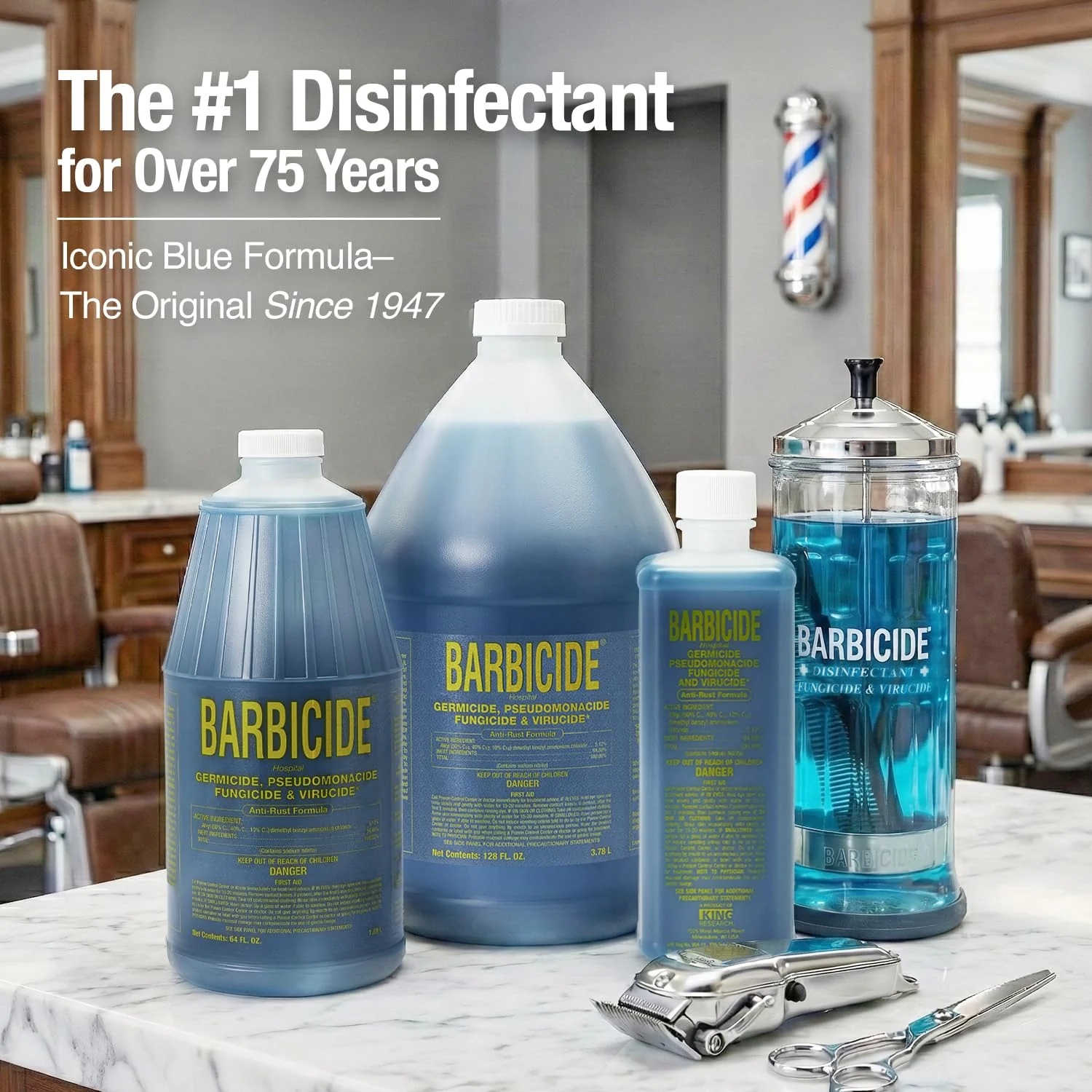 BARBICIDE Disinfectant Jar and Concentrate Starter Set (21 Oz Jar +64 Fl Oz)– Professional Salon, Spa & Barber Tool Sanitizing Kit - Image 7