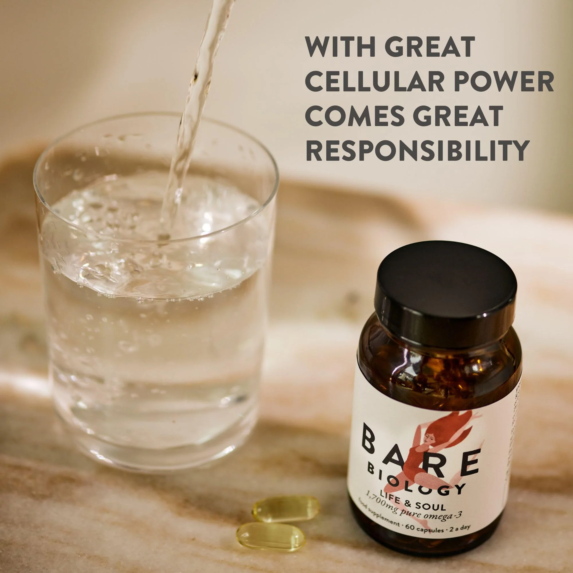 Bare Biology 1,700mg Omega-3 Super-Strength Fish Oil - Life & Soul Daily Omega 3 Capsules (1 Month Supply - 60 Capsules) 1,100mg EPA and 500mg DHA, Supports Heart, Brain Function & Eye Health - Image 4