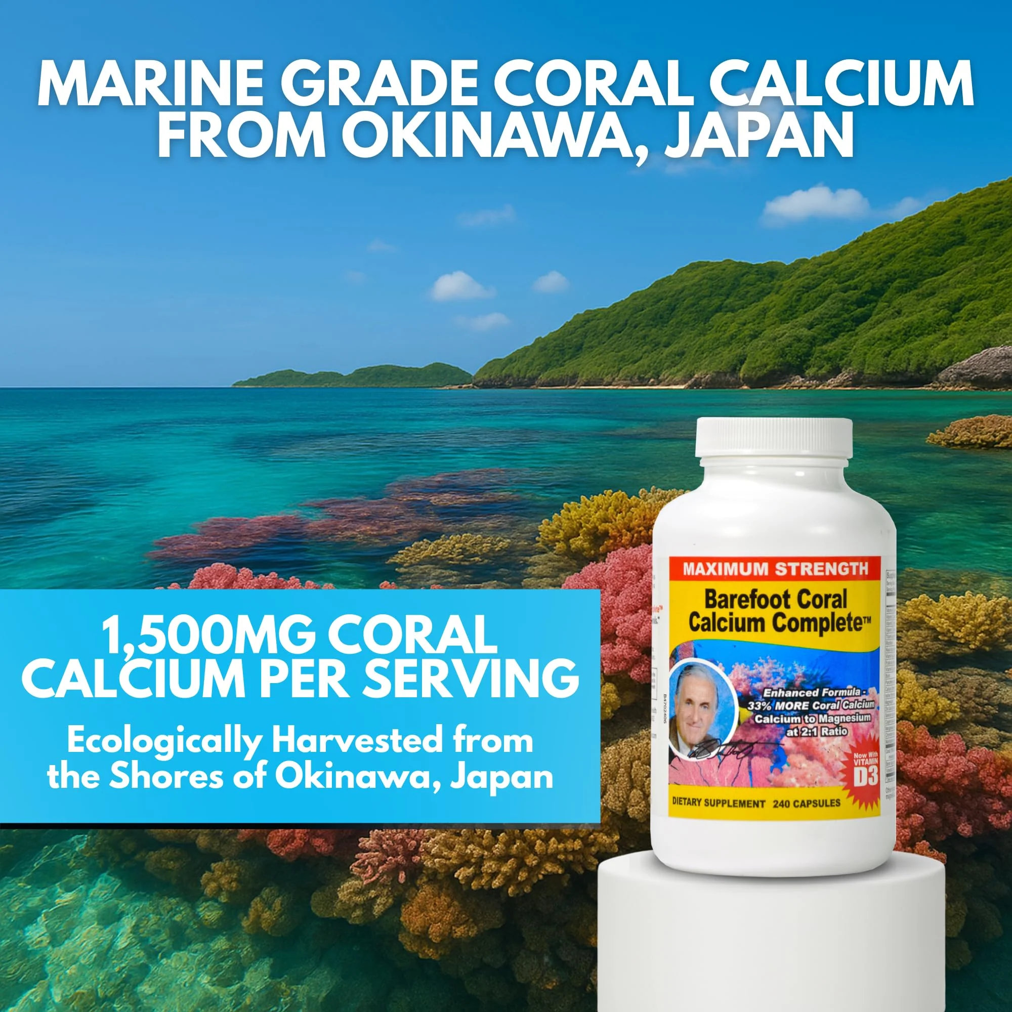 Barefoot Coral Calcium Complete 1500mg, 240 Capsules- Coral Calcium Supplement Developed by Bob Barefoot- Supports Overall Health & PH Levels- Contains Calcium, Magnesium & Vitamin D3 - Image 6