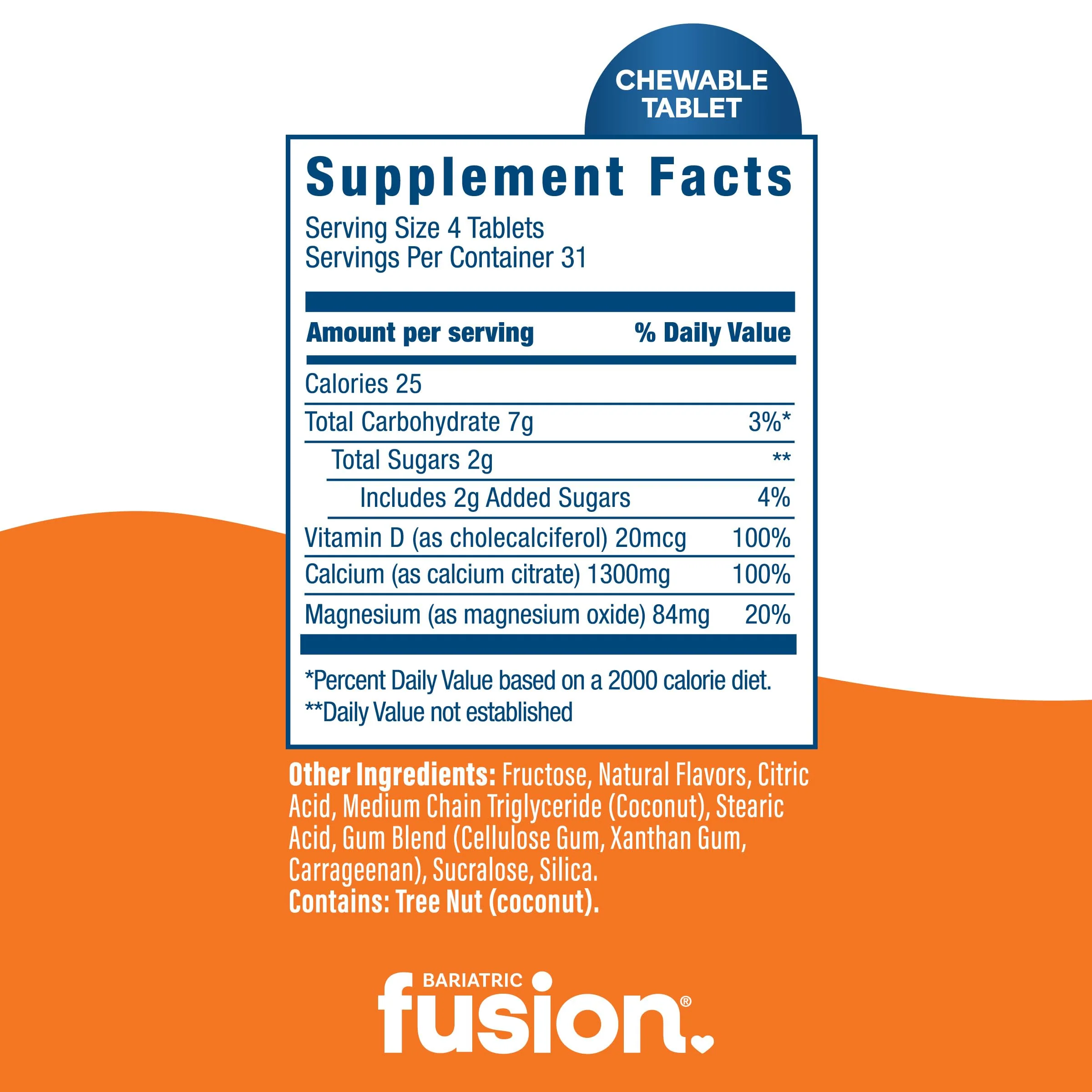 Bariatric Fusion Calcium Citrate Chewable Tablet | Orange Citrus Flavored | Chewable Calcium Citrate | Bone Health Support* | Gluten, Dairy and Soy Free | Non-GMO | 124 Count - Image 5