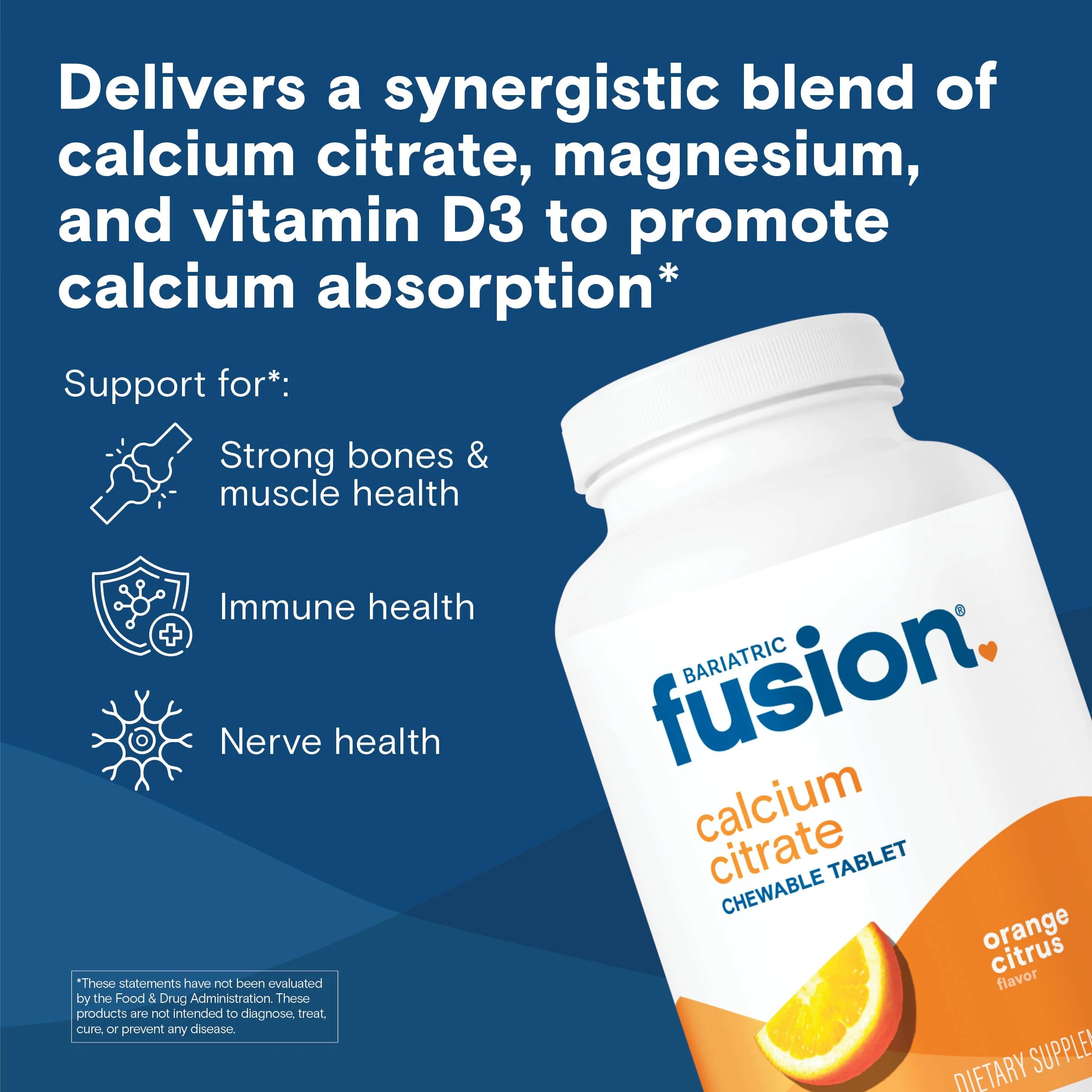 Bariatric Fusion Calcium Citrate Chewable Tablet | Orange Citrus Flavored | Chewable Calcium Citrate | Bone Health Support* | Gluten, Dairy and Soy Free | Non-GMO | 124 Count - Image 7