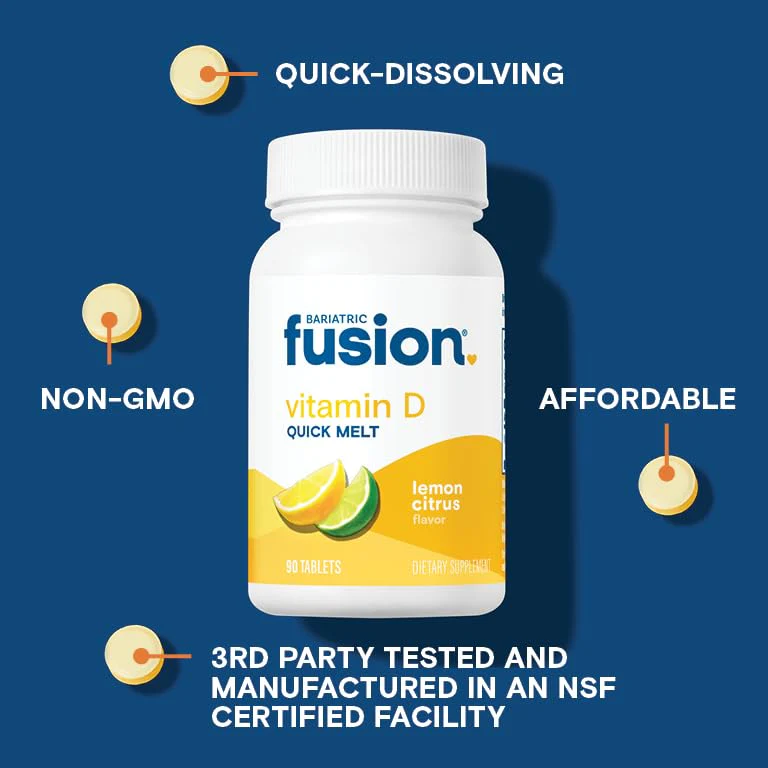 Bariatric Fusion Dissolvable Vitamin D3 5000 IU Quick Melt | Lemon Citrus Flavored Chewable Vitamin D Supplement | Healthy Bone Support* | Gluten, Dairy, and Soy Free | 90 Fast Melting Tablets - Image 6