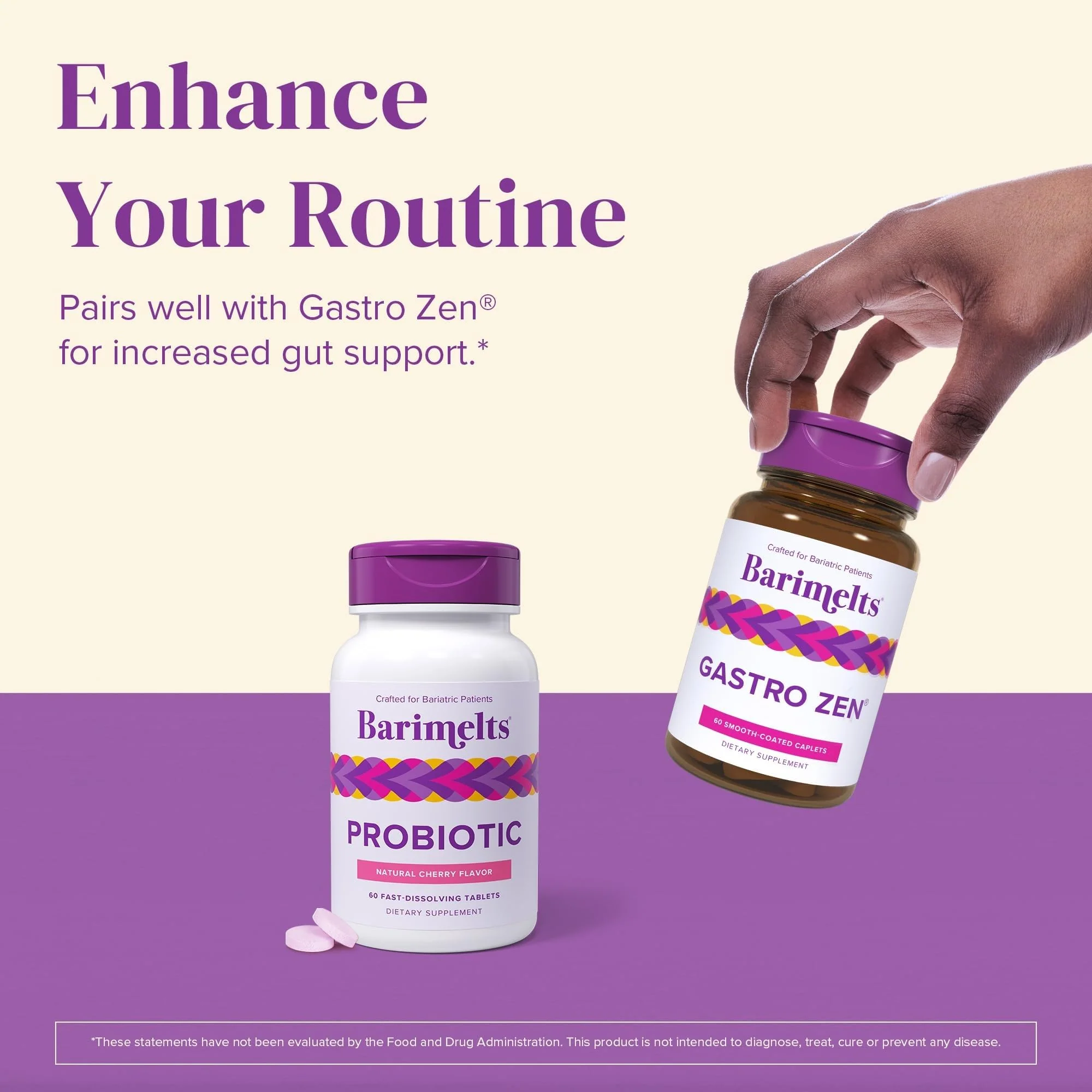 Barimelts Probiotic, 5 Billion CFU - 60 Fast-Dissolving Tablets (2-Month Supply) - Sugar-Free Probiotics for Women, Support Gut Health After Bariatric Surgery, Natural Cherry Flavor - Image 2