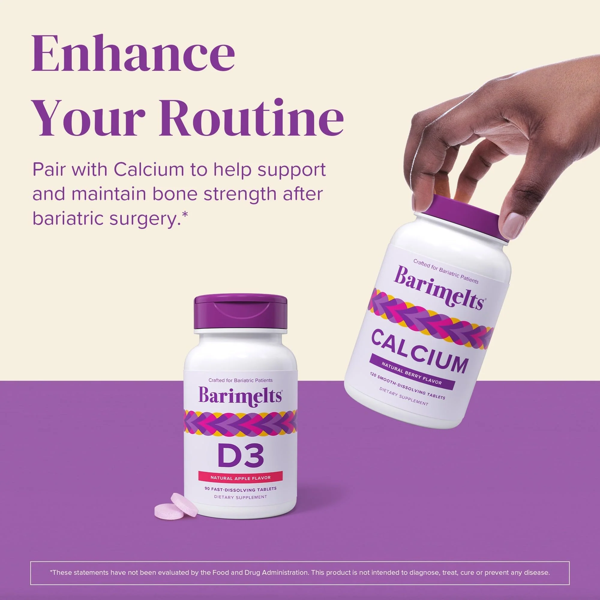 BariMelts Vitamin D3 5000 IU, 90 Fast-Dissolving Tablets (3-Month Supply), Bariatric Vitamins for Women, Natural Apple Flavor - Image 2