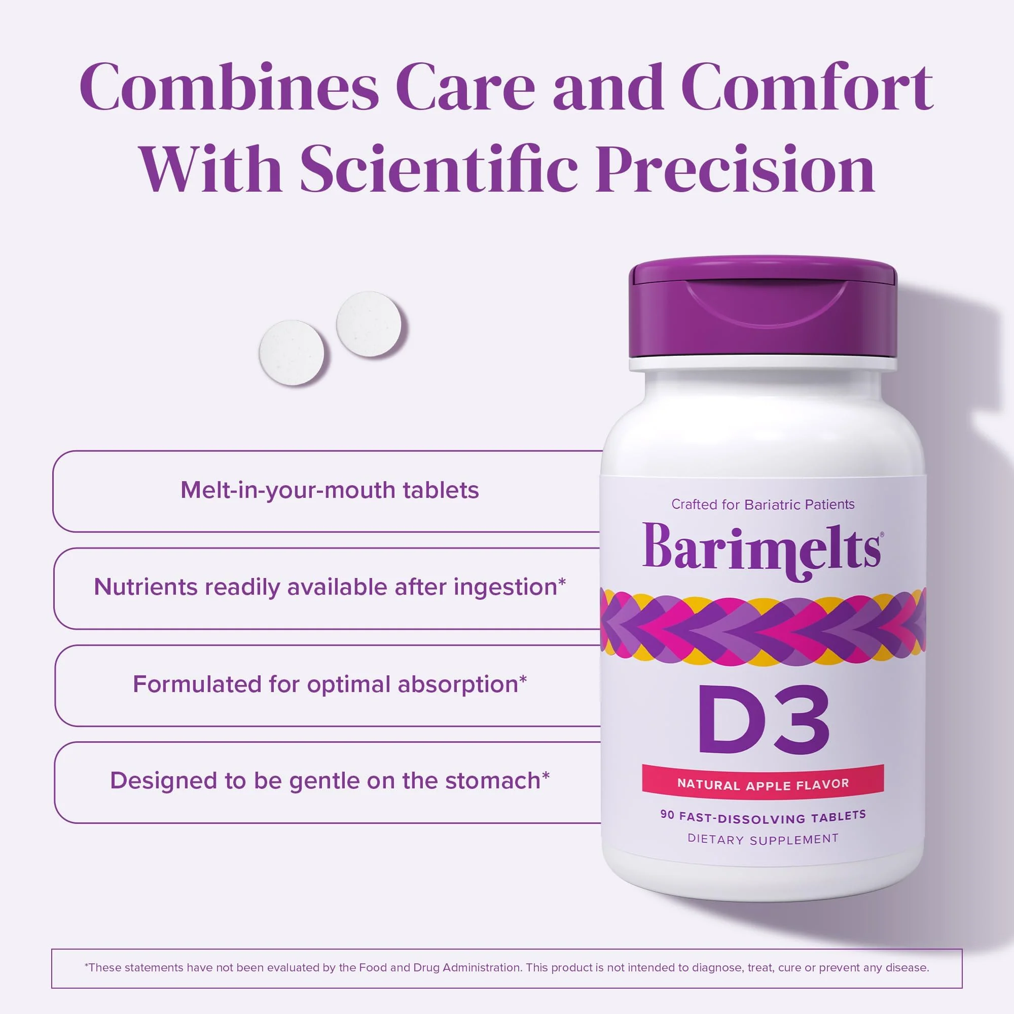 BariMelts Vitamin D3 5000 IU, 90 Fast-Dissolving Tablets (3-Month Supply), Bariatric Vitamins for Women, Natural Apple Flavor - Image 5