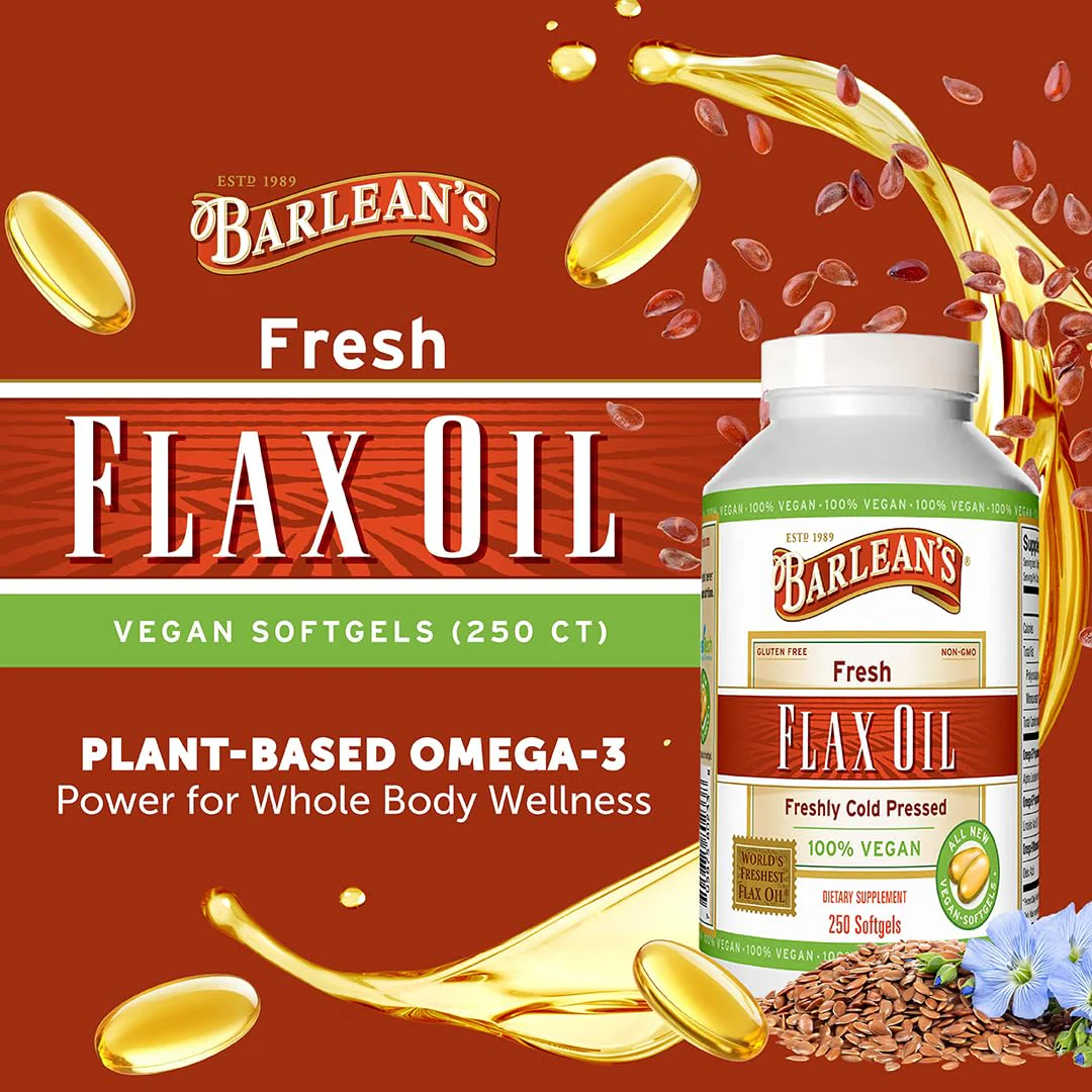 Barlean's Vegan Flaxseed Oil Supplements, Cold-Pressed Flax Seed Supplement Softgels with 1650 mg ALA Fatty Acids, 250 Count - Image 7