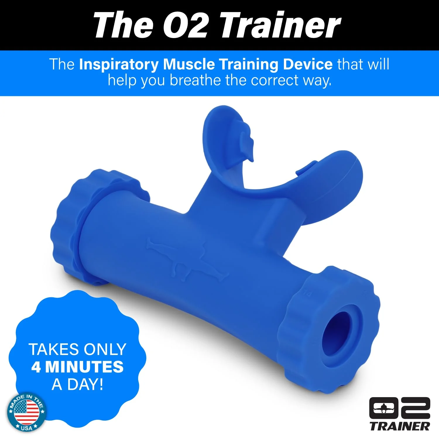 Bas Rutten O2Trainer: Breathing Muscle Training Device | Lung Power & Endurance Tool for Athletes, Singers & High-Altitude Performance | Diaphragmatic Respiratory Trainer | 16 Resistance Caps | Blue - Image 3