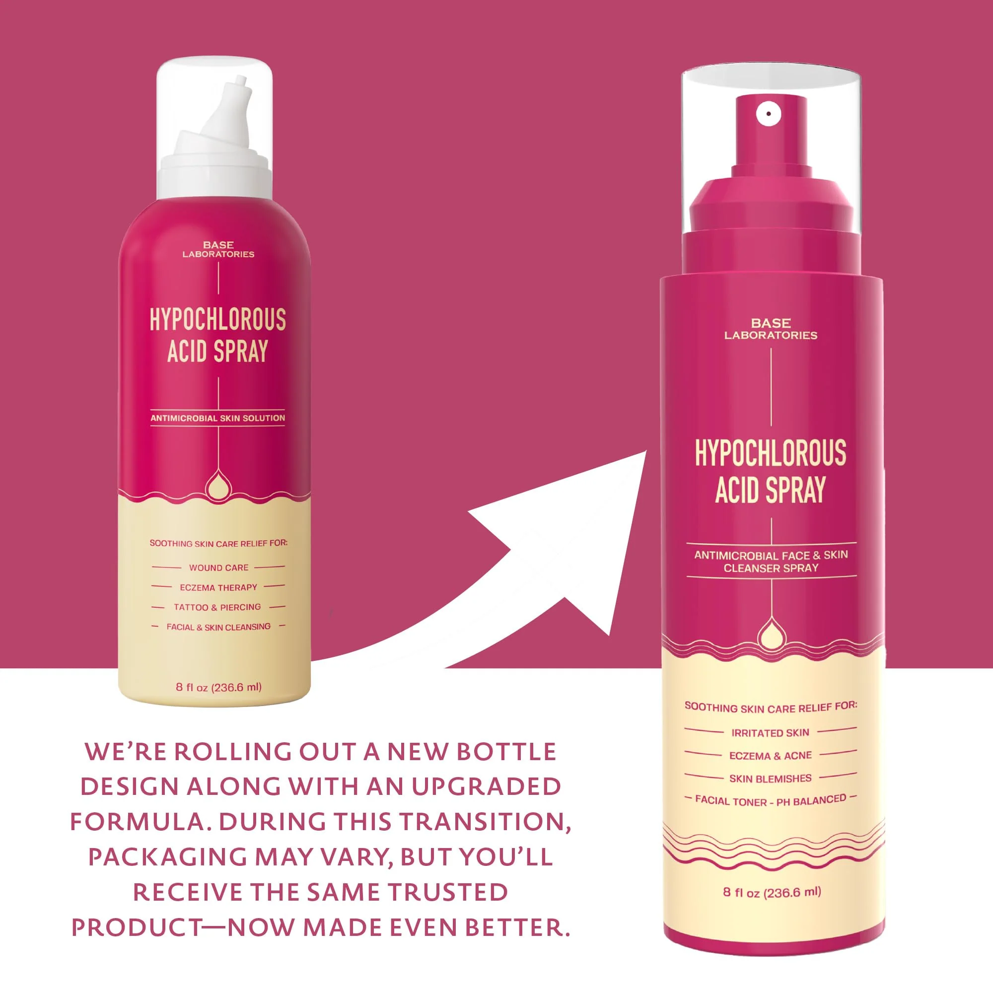 "BASE LABORATORIES Hypochlorous Acid Spray for Skin & Face | Healing HOCL Molecule Spray | for Wounds, Irritations, Redness, Facial Cleanser, Acne & Eczema Treatment | 240ml" - Image 3