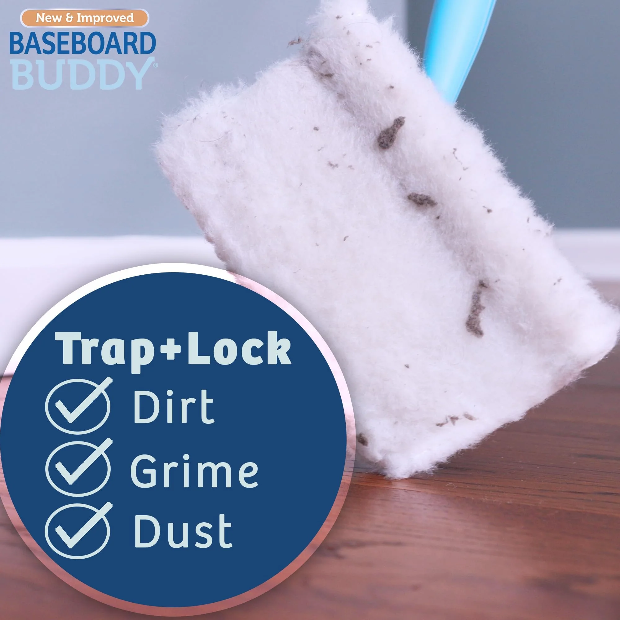 Baseboard Buddy | Lightweight Home Cleaning Essential, Perfect for Baseboards, Moldings & Walls, Glide & Wipe Trapping & Locking Dirt & Dust | As Seen on TV, (1 Baseboard Buddy & 3 Reusable Pads) - Image 5