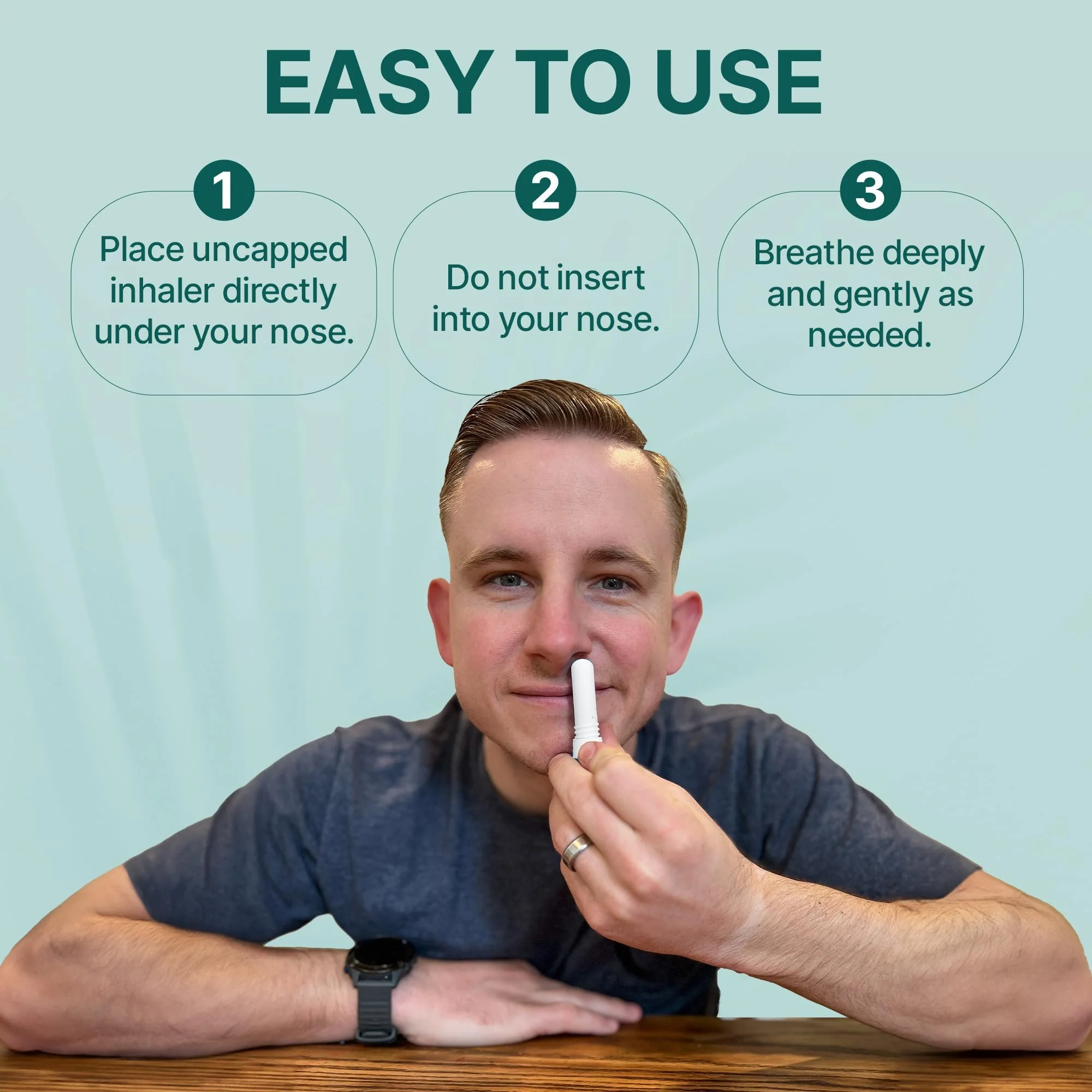Basic Vigor Pocket Neti Breathe Easy Himalayan Salt Aromatherapy Sinus Inhaler 2 Pack with Essential Oils. Natural Nasal Stick/Nasal Inhaler with Eucalyptus. Made in The USA. - Image 3