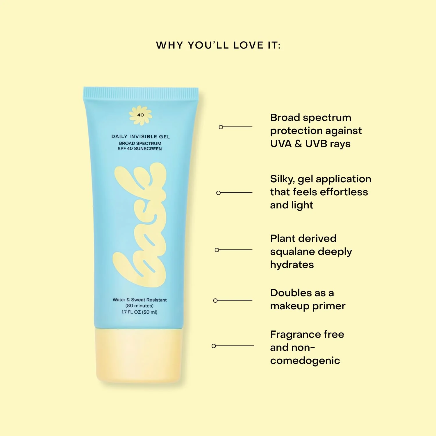 Bask Suncare SPF 40 Daily Invisible Gel Clear Face Sunscreen - Broad Spectrum Protection, Fragrance Free, Makeup Primer, Hydrating, Lightweight & Non-Greasy, Dermatologist Recommended, 1.7 fl oz - Image 6