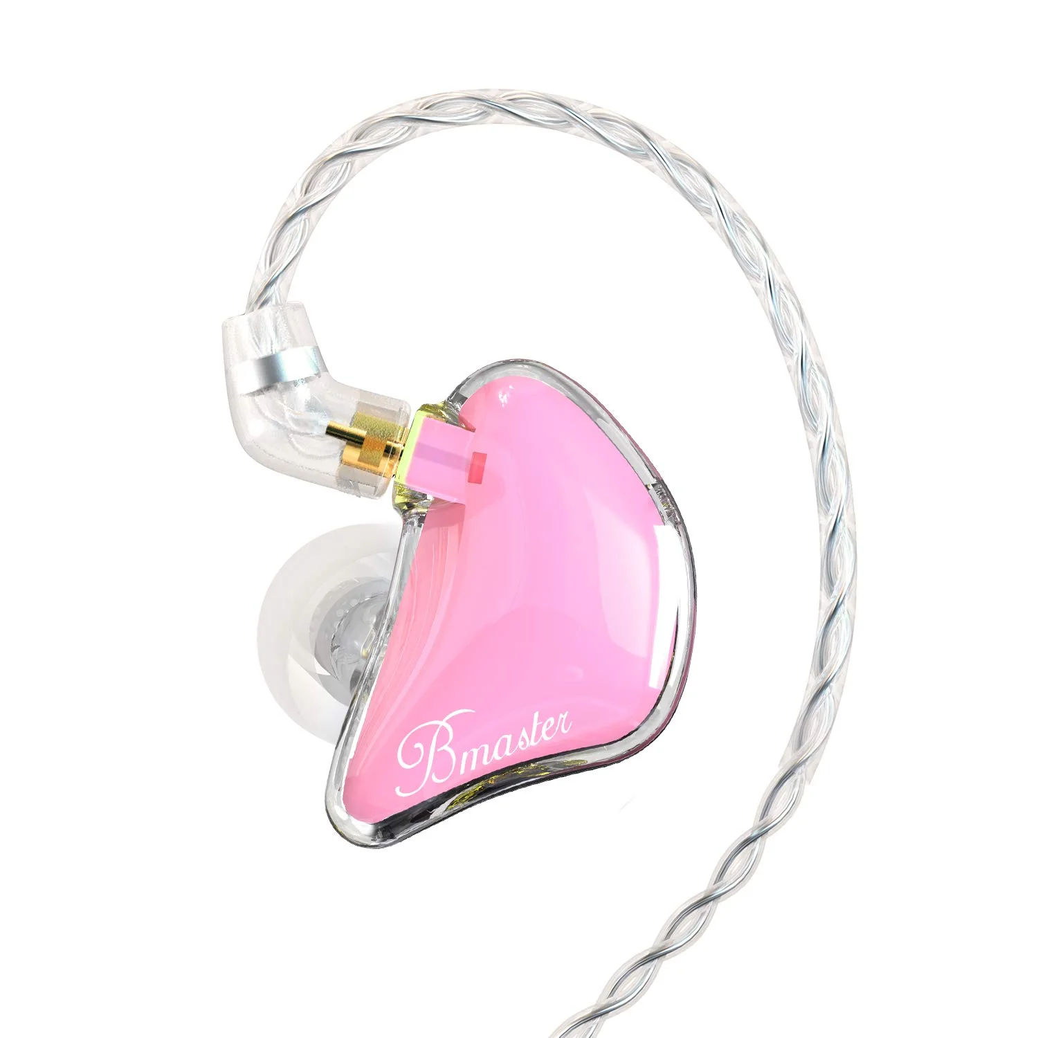 BASN Bmaster Triple Driver In Ear Monitor Headphones with Two Detachable Cables Fit In Ear Suitable for Audio Engineer, Musician (Pink)
