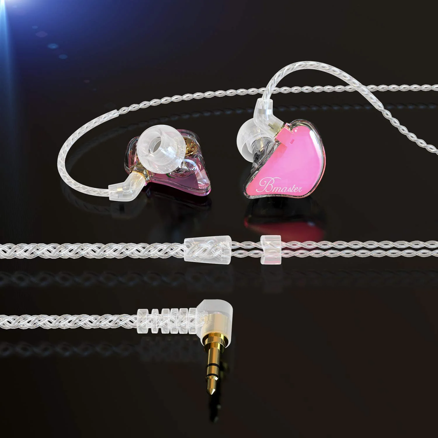 BASN Bmaster Triple Driver In Ear Monitor Headphones with Two Detachable Cables Fit In Ear Suitable for Audio Engineer, Musician (Pink) - Image 4