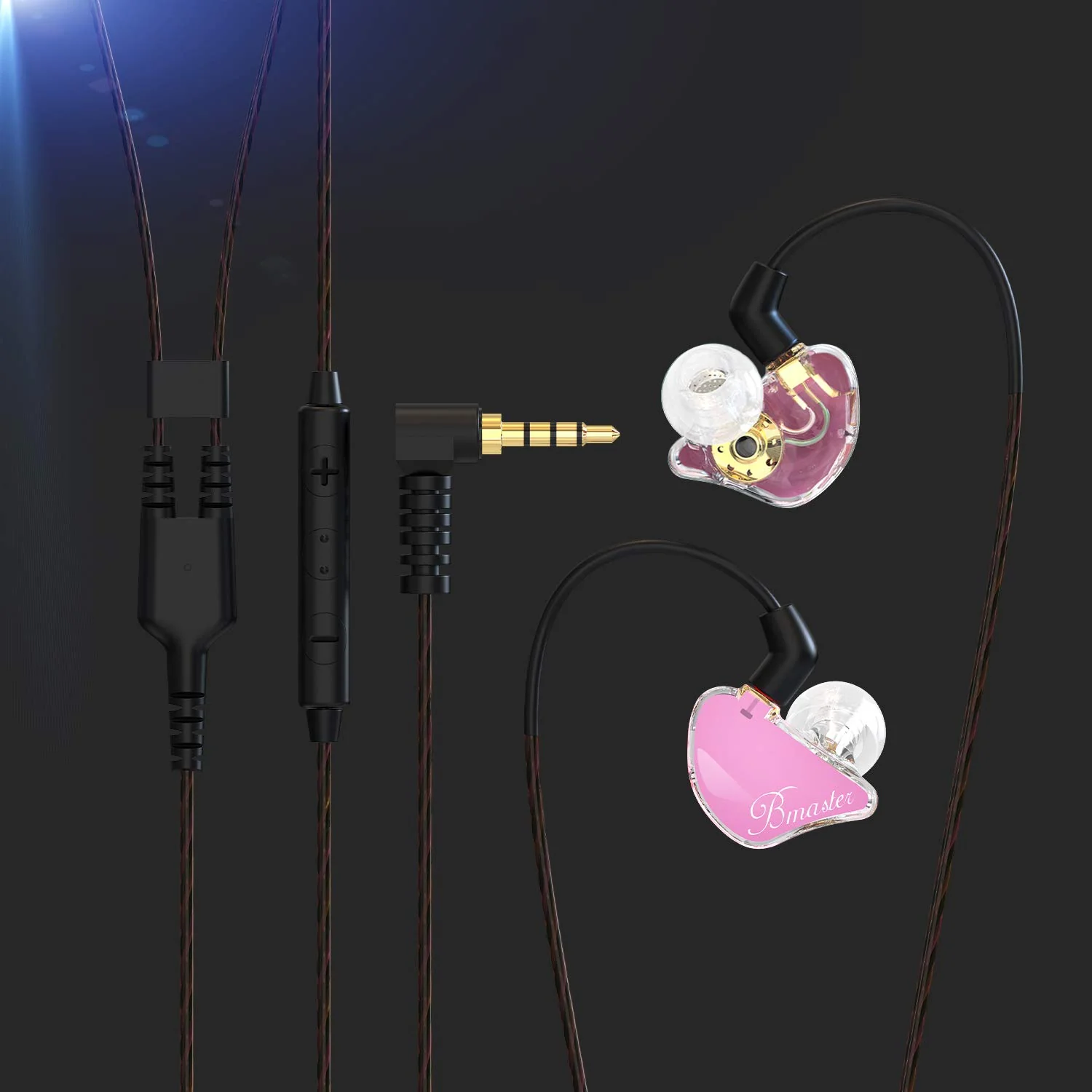 BASN Bmaster Triple Driver In Ear Monitor Headphones with Two Detachable Cables Fit In Ear Suitable for Audio Engineer, Musician (Pink) - Image 5