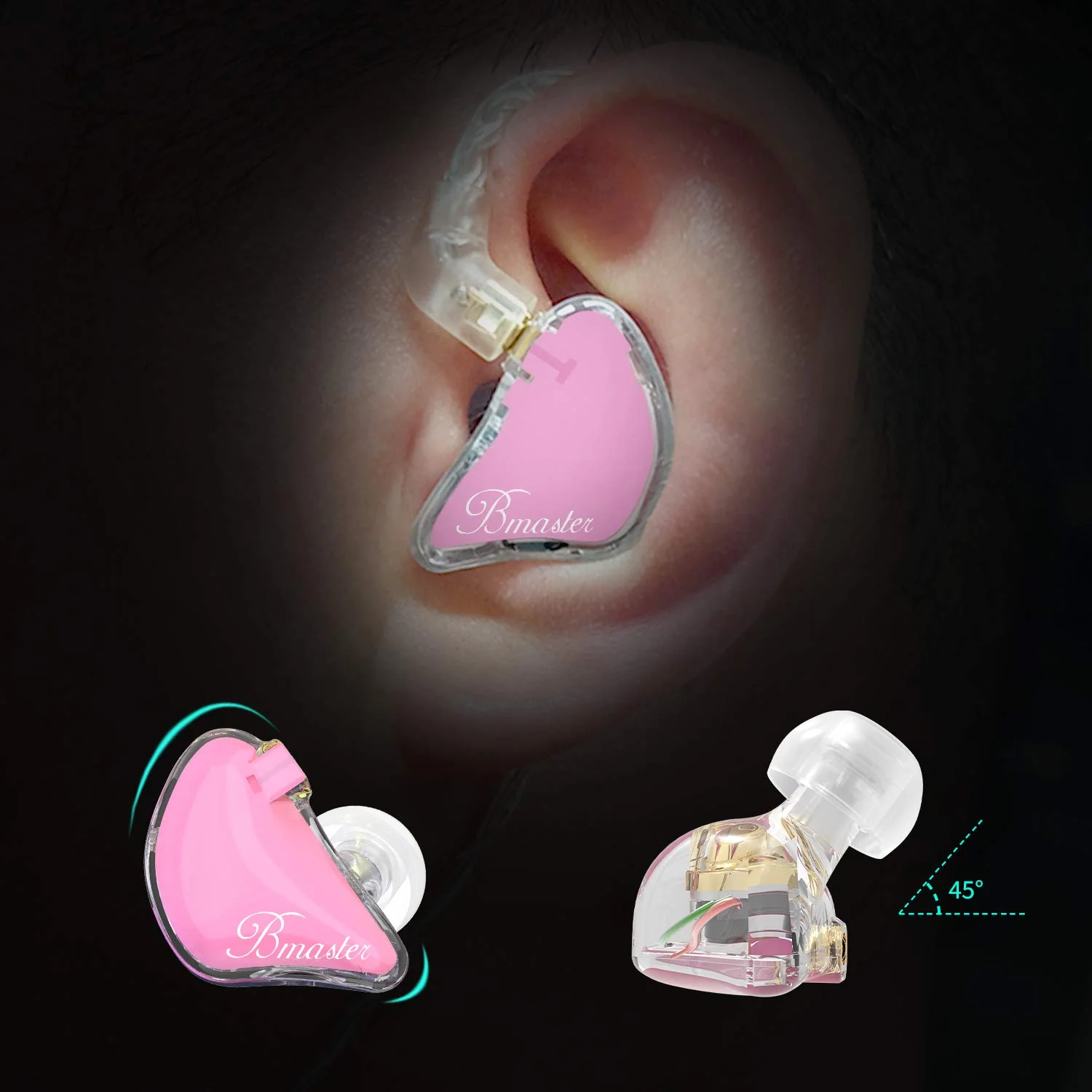 BASN Bmaster Triple Driver In Ear Monitor Headphones with Two Detachable Cables Fit In Ear Suitable for Audio Engineer, Musician (Pink) - Image 7