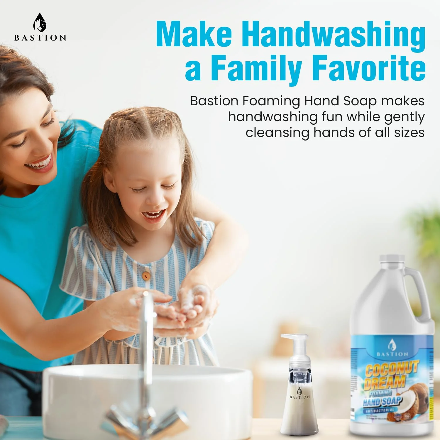 Bastion Antibacterial Foaming Hand Soap - Coconut Dream Hand Wash - Bulk 1/2 Gallon (64 oz) Refill Jug. Coconut Dream Scented. Non-toxic. Made in the USA.(Foaming Dispenser Required) - Image 8