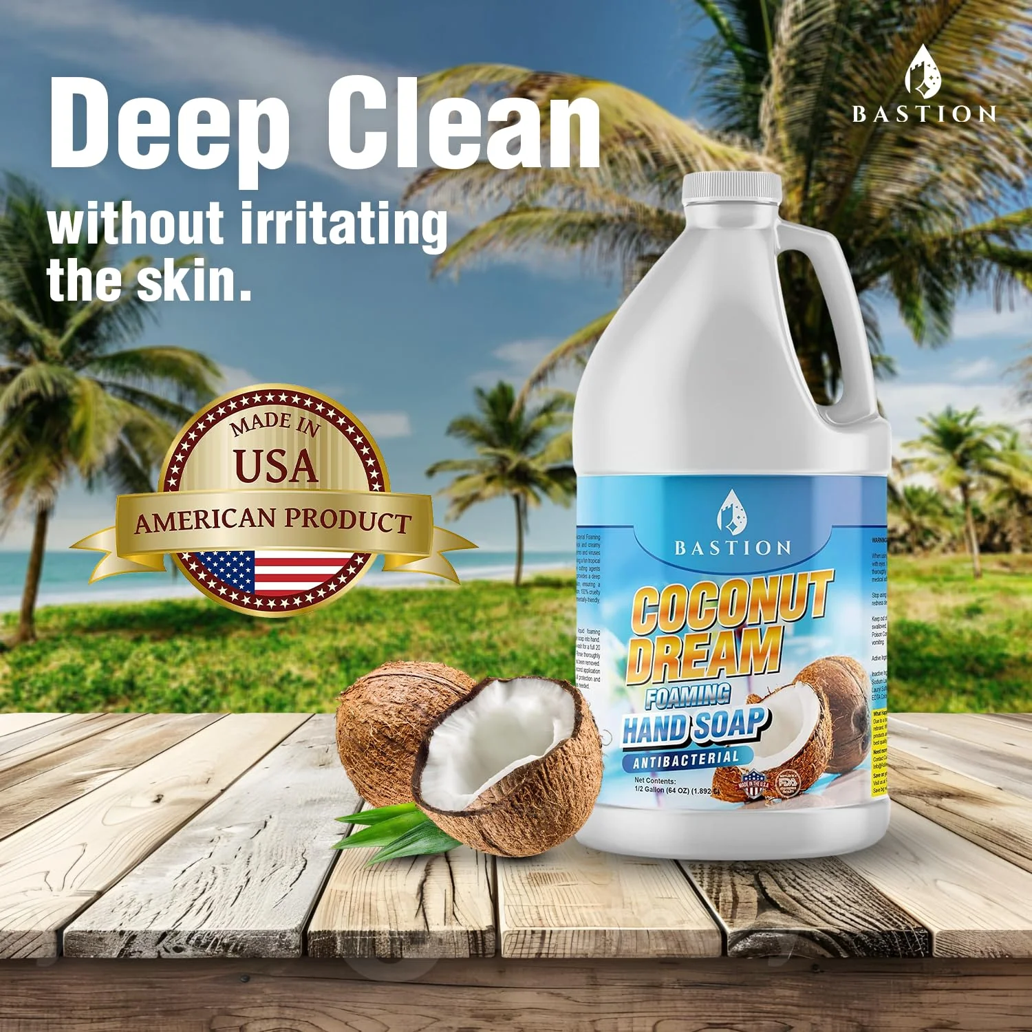 Bastion Antibacterial Foaming Hand Soap - Coconut Dream Hand Wash - Bulk 1/2 Gallon (64 oz) Refill Jug. Coconut Dream Scented. Non-toxic. Made in the USA.(Foaming Dispenser Required) - Image 9