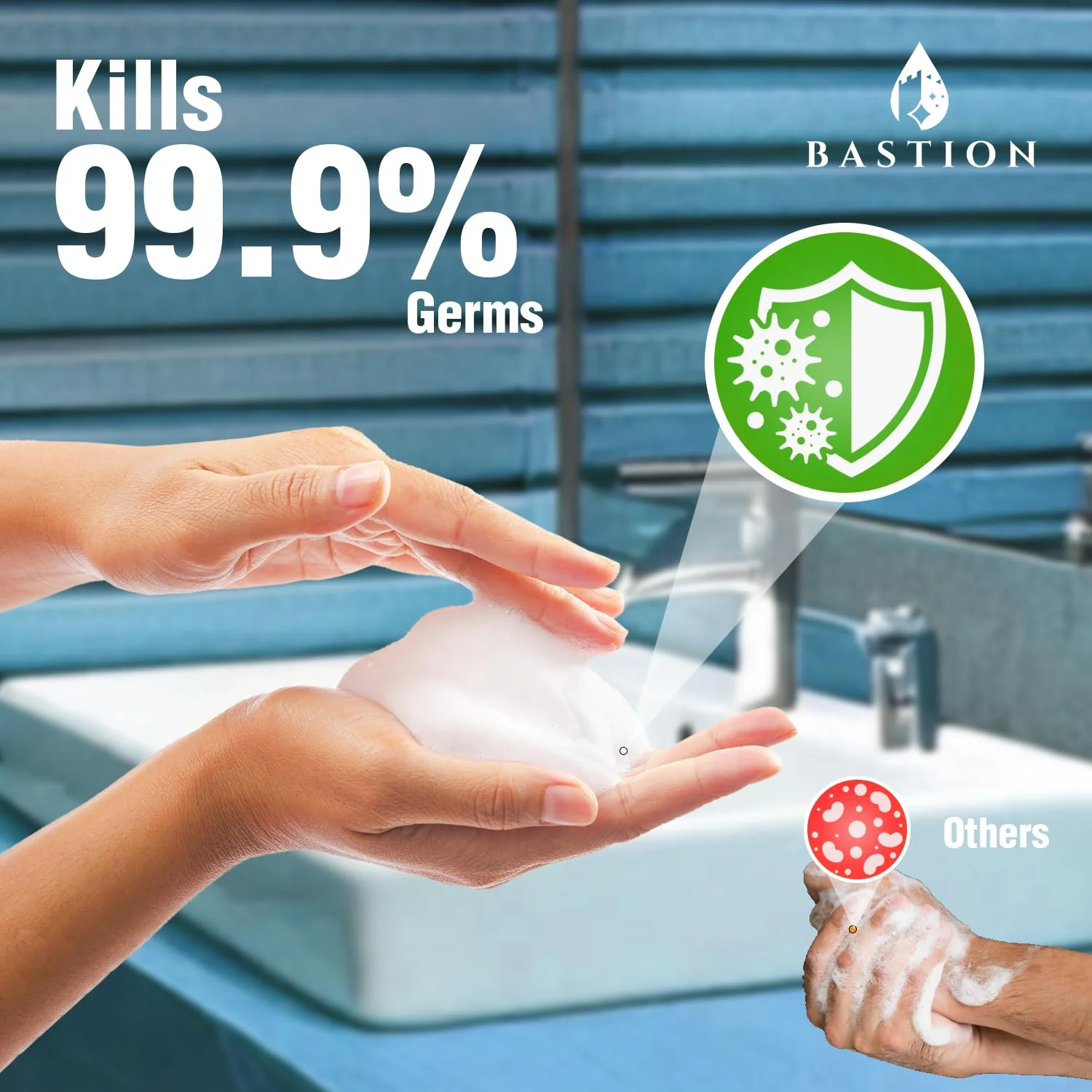 Bastion Blue Breeze Antibacterial Foaming Hand Soap Bulk Refill – 1 Gallon (128 oz) Rich Lather, Moisturizing Formula – Washes Away Germs & Bacteria – Refreshing Clean Scent for Foaming Dispensers - Image 4