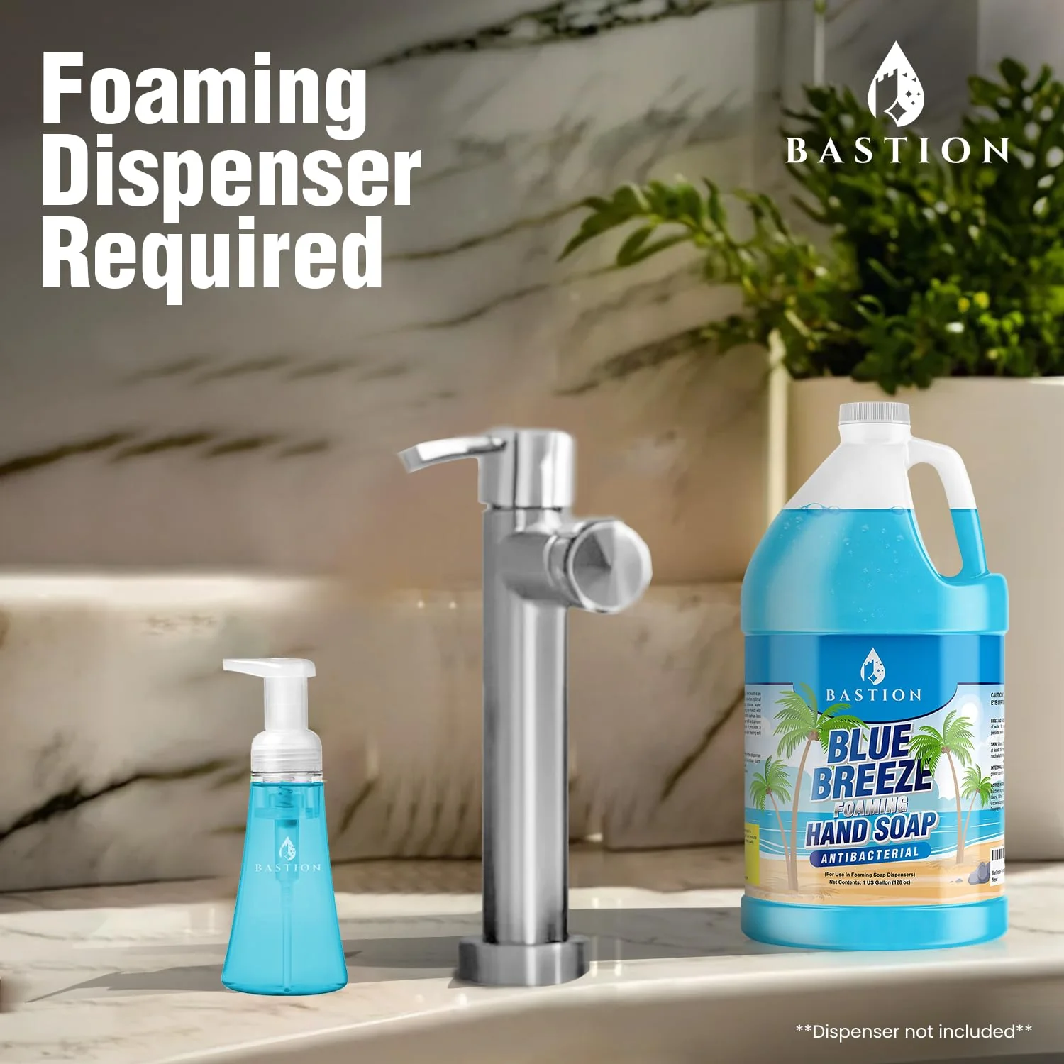 Bastion Blue Breeze Antibacterial Foaming Hand Soap Bulk Refill – 1 Gallon (128 oz) Rich Lather, Moisturizing Formula – Washes Away Germs & Bacteria – Refreshing Clean Scent for Foaming Dispensers - Image 8