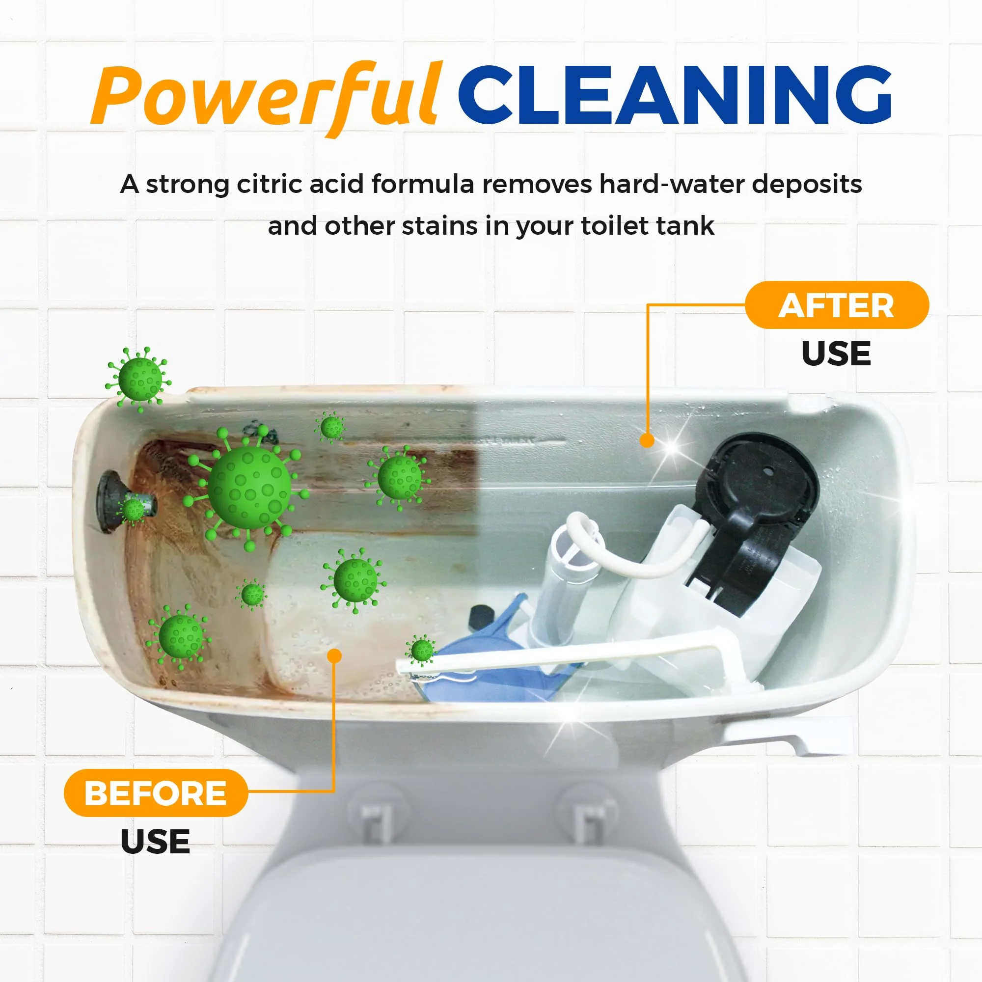Bastion Toilet Tank Cleaner - 6-Uses. (*Not For Toilet Bowl*) Removes Rust, Mineral Deposits, Hard Water Stains, & Calcium Build Up. Contains 6 X 8oz Single Use Packets - Image 7