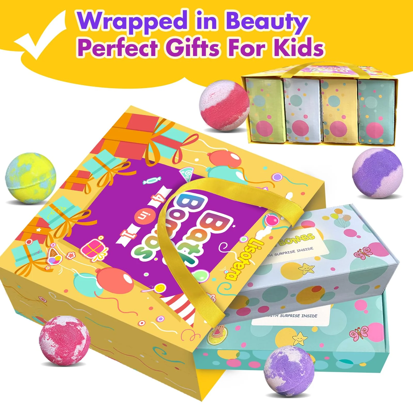 Bath Bombs for Kids with Surprise Inside, 32 Pack Bath Bombs with Land & Sea Animal Toys, Handmade Fizzy Bubble Children Bath Ball Gift Set for Kids Birthday, Christmas, Mothers Day Gifts for Daughter - Image 2