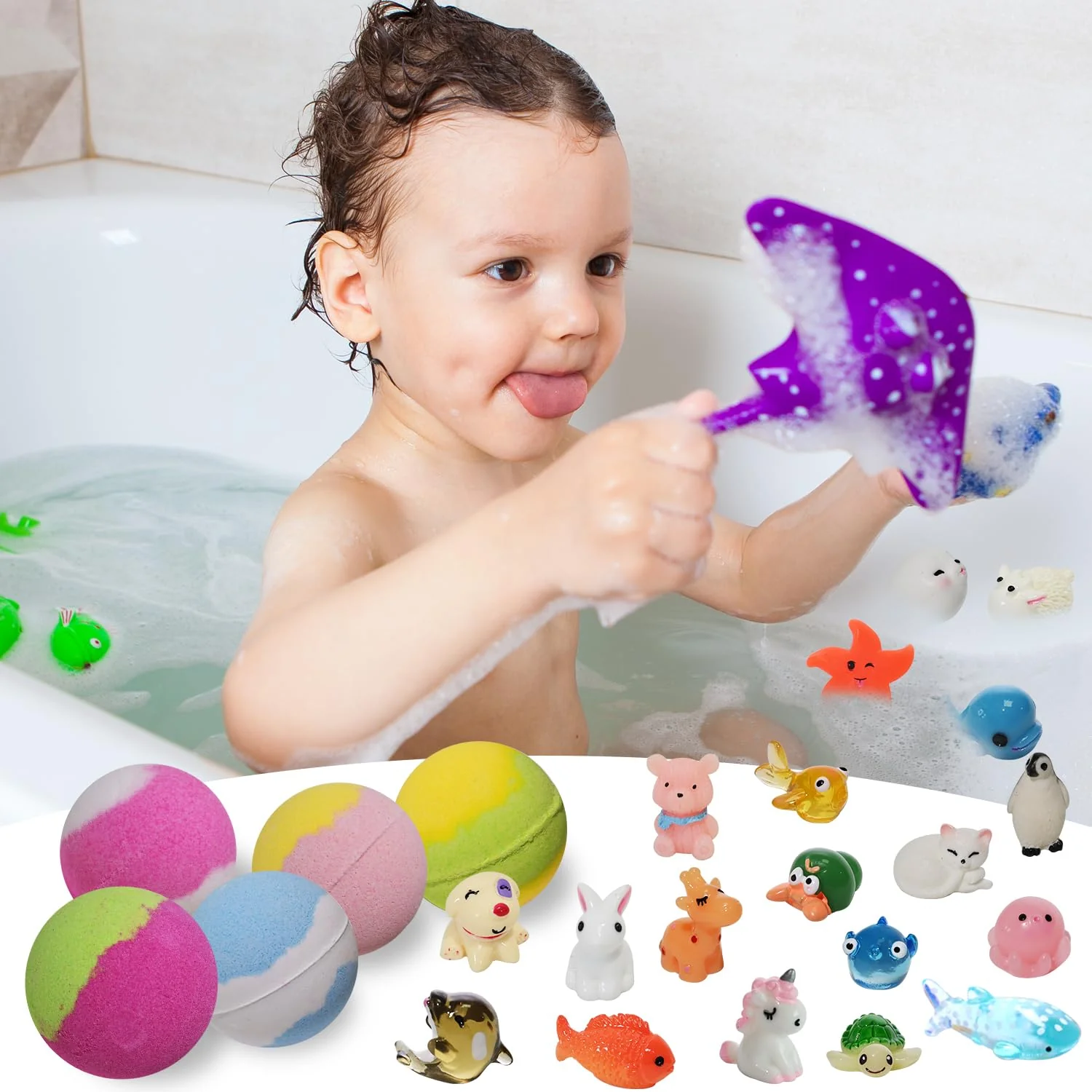 Bath Bombs for Kids with Toys Inside for Girls Boys - 30 Pack Bath Bombs Gift Set with Surprise, Kids Safe Bubble Bath Fizzy Balls Halloween Christmas Birthday Gift Kit - Image 4
