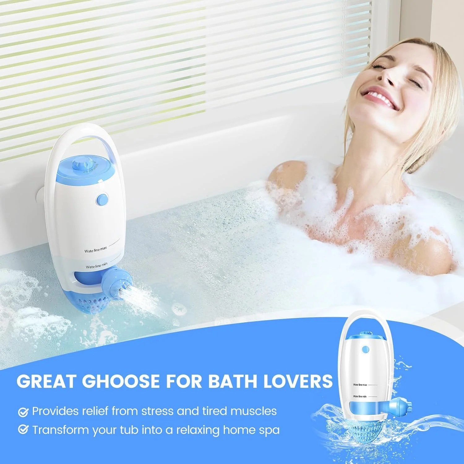 Bath Jet Spa, Bath Jet/Bubble Maker Mode, Bathtub Spa Machine Creates Soothing Bubbles and Massage, Bathtub Accessories for Relaxing Home Daily Use - Image 4