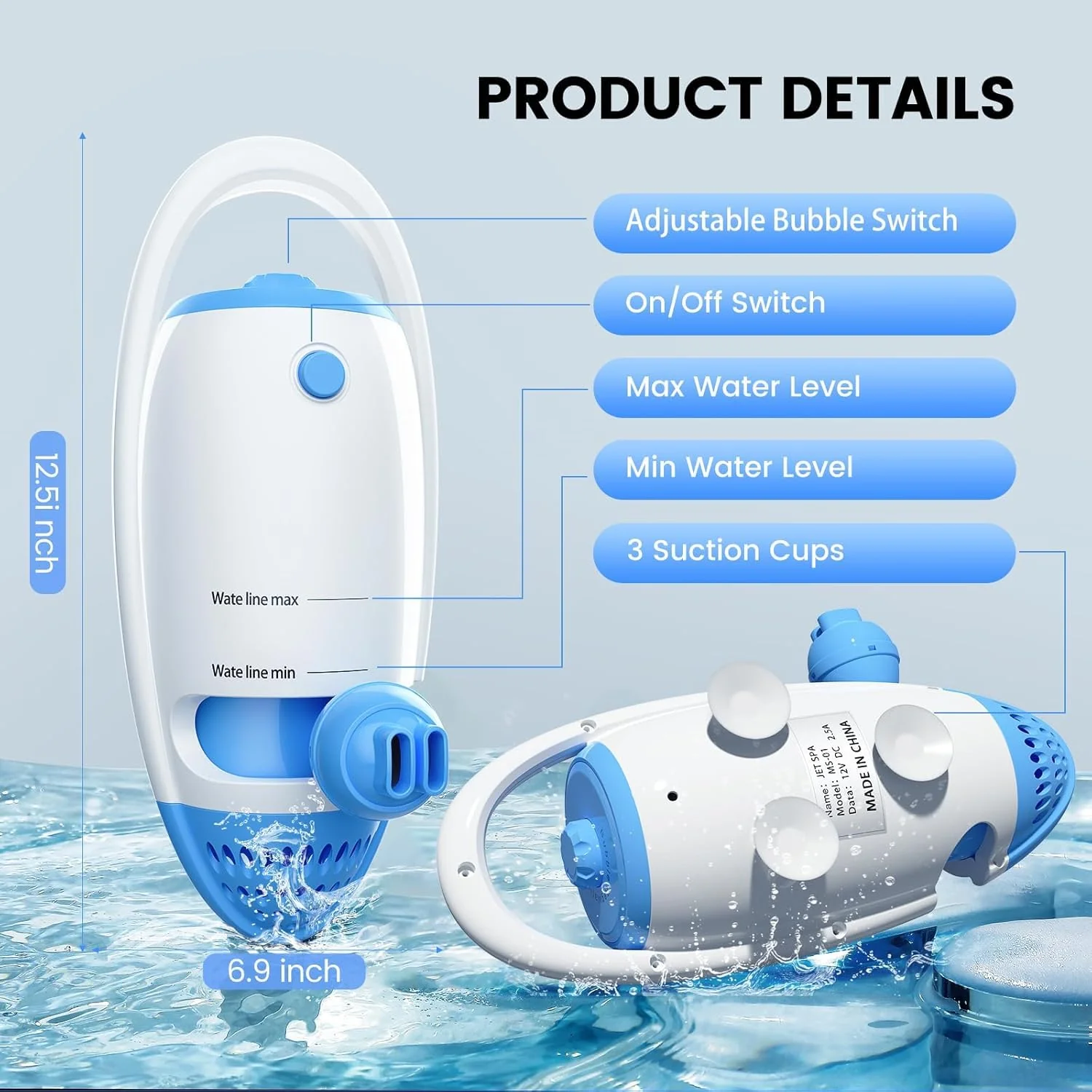 Bath Jet Spa, Bath Jet/Bubble Maker Mode, Bathtub Spa Machine Creates Soothing Bubbles and Massage, Bathtub Accessories for Relaxing Home Daily Use - Image 8