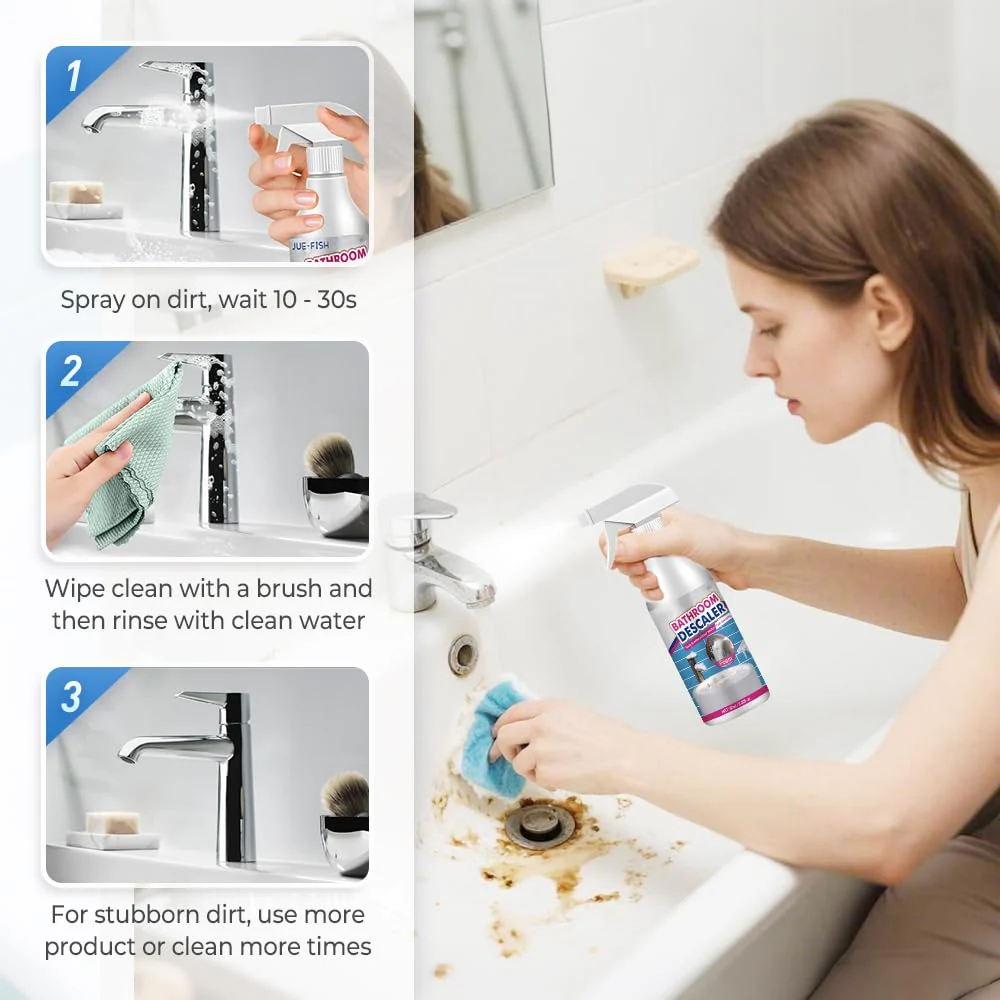 Bathroom Descaler Foam Cleaner, 2026 New Foam Spray Cleaner, Multipurpose Stubborn Stains Remover for Kitchen Bathroom, Hard Water Stain Remover for Home Use (2 Pcs) - Image 3