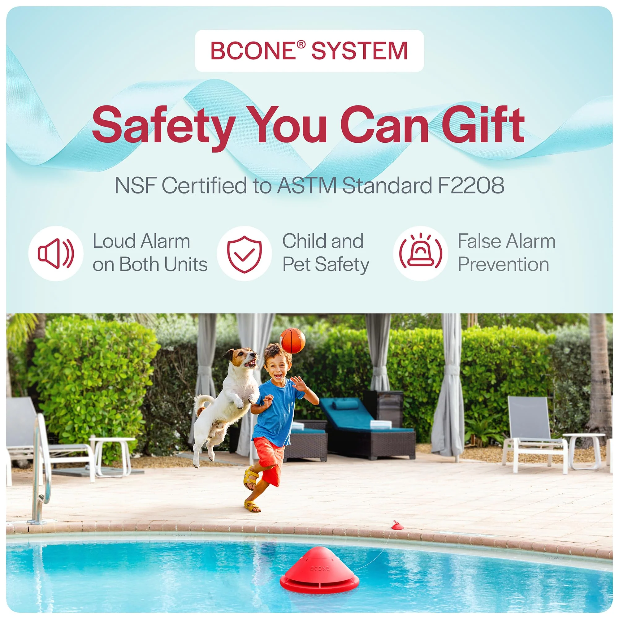 BCONE® Pool Alarm by Lifebuoy® | ASTM F2208 Certified | Floating Safety Device with App Alerts + Alexa Voice Control | 2.4GHz Wi-Fi | for Inground & Above-Ground Pools - Image 2