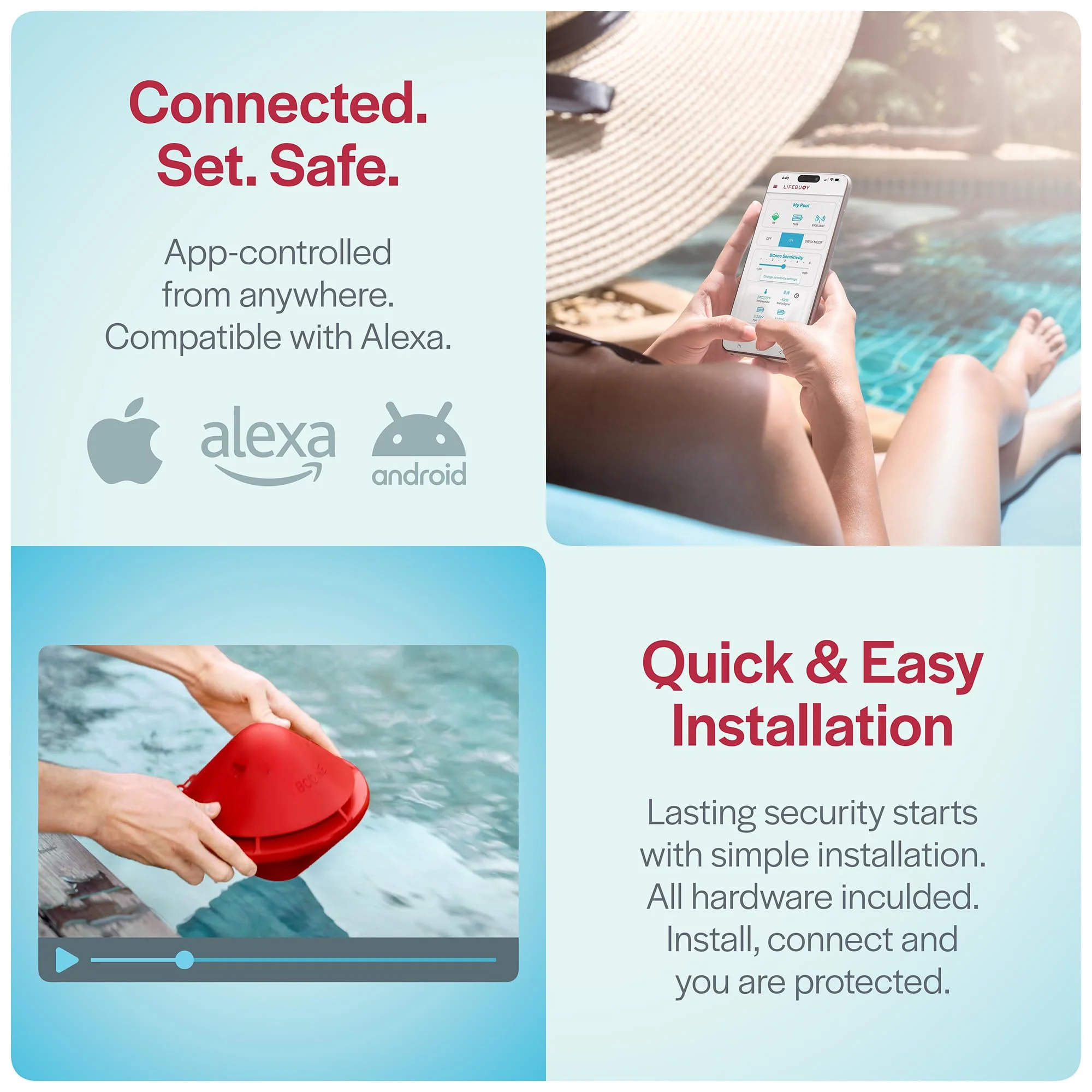 BCONE® Pool Alarm by Lifebuoy® | ASTM F2208 Certified | Floating Safety Device with App Alerts + Alexa Voice Control | 2.4GHz Wi-Fi | for Inground & Above-Ground Pools - Image 5