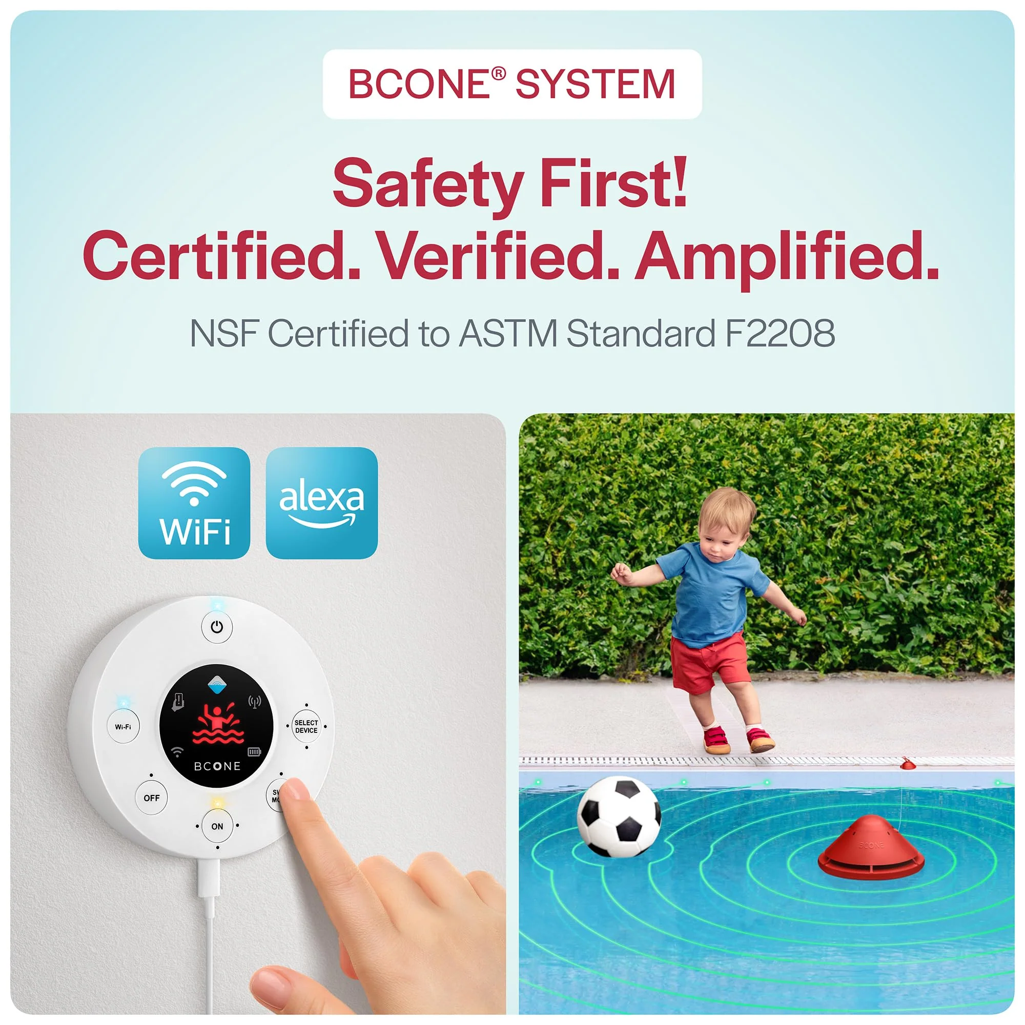 BCONE® Pool Alarm by Lifebuoy® | ASTM F2208 Certified | Floating Safety Device with App Alerts + Alexa Voice Control | 2.4GHz Wi-Fi | for Inground & Above-Ground Pools - Image 7