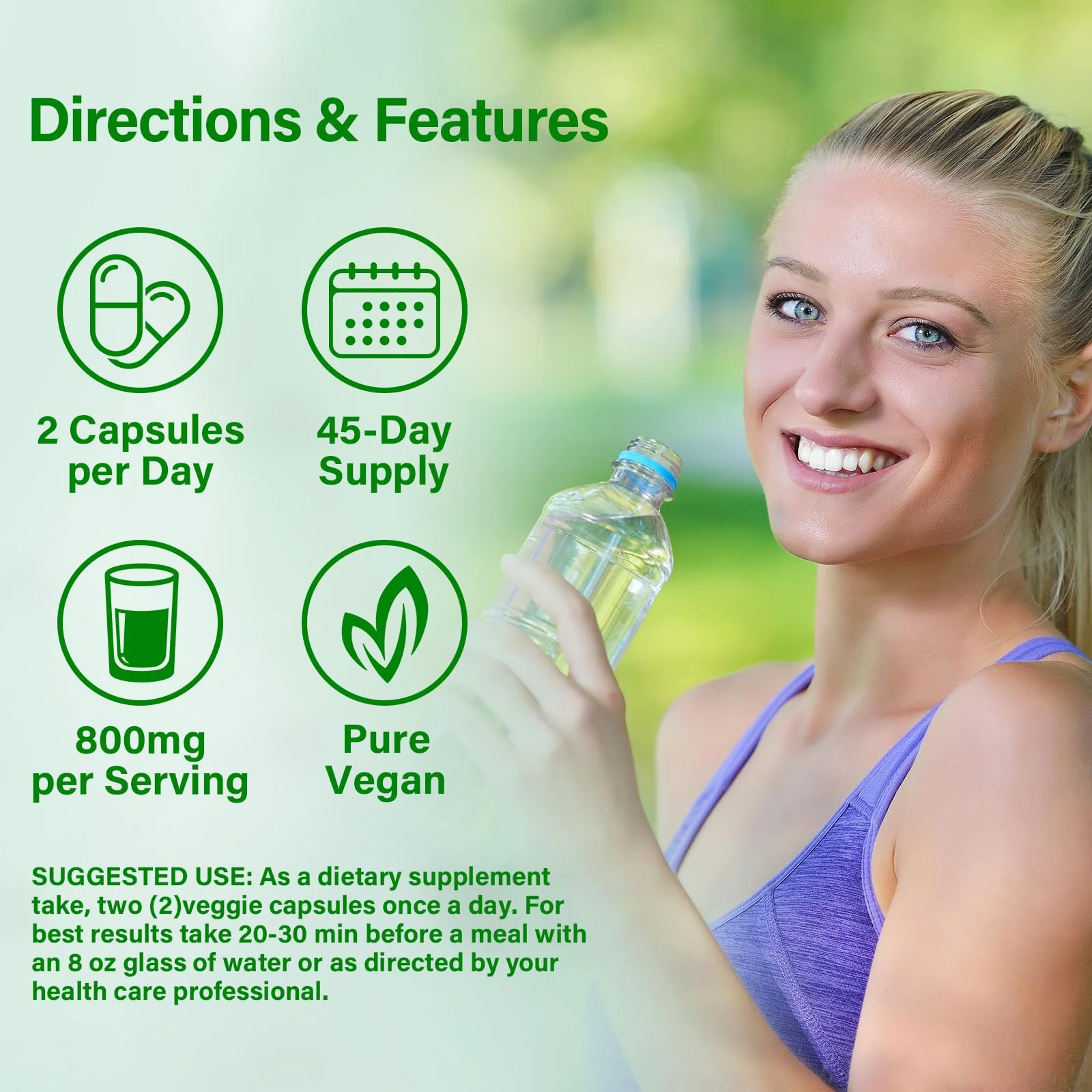 Bcuelov Moringa Capsules | 800mg Pure Moringa Powder Capsules – Supports Energy, Skin & Gut Health, Immune System – Green Superfood with Vitamins & Amino Acids (90 Caps) - Image 4