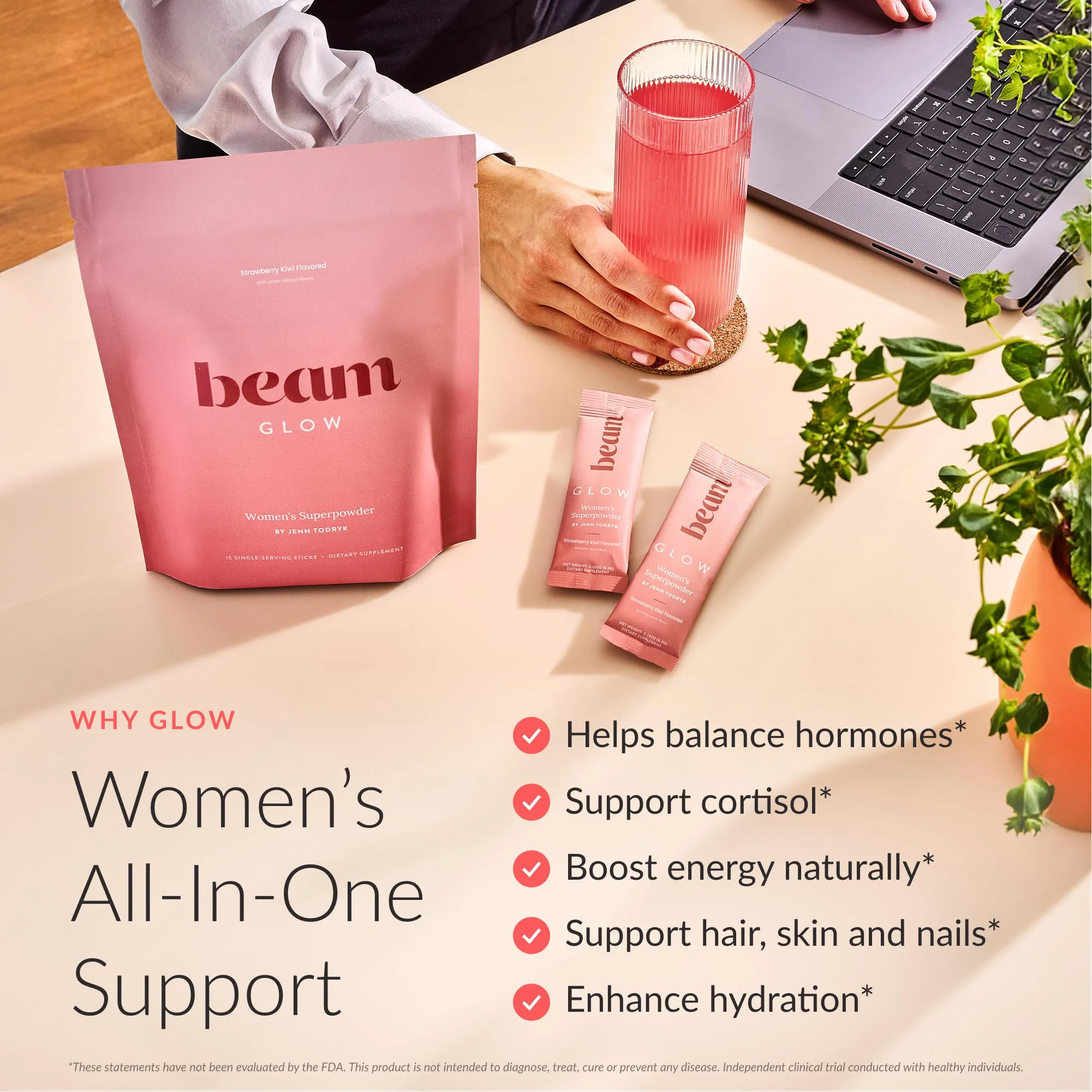 Beam Glow, Hormone Balance for Women, Cortisol Support for Women, Thyroid Support Powder with Selenium, Bromelain and Chasteberry, PMS Relief, Hair Skin & Nails, Health and Wellness Gift, Variety Pack - Image 2