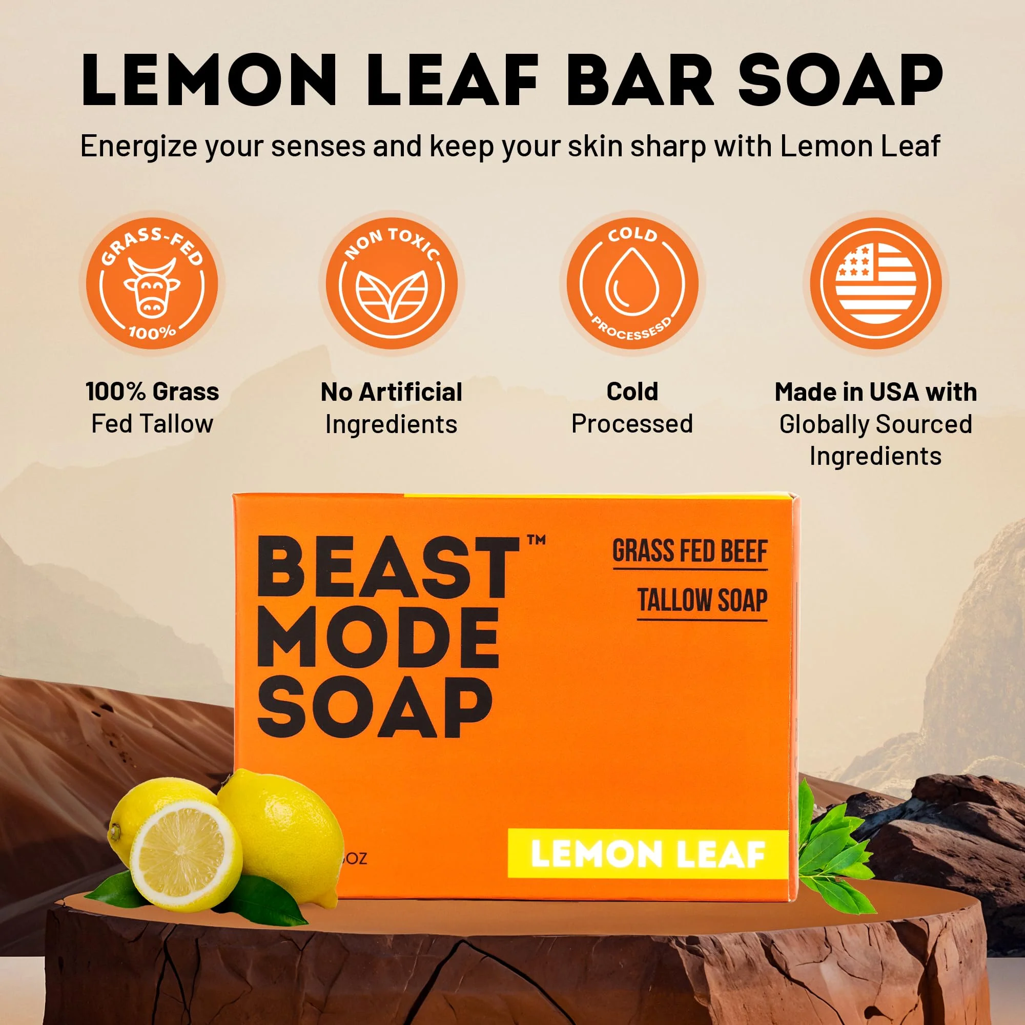Beast Mode Soap for Men, Lemon Leaf, Single Bar – Natural Grass-Fed Tallow Bar Soap, Fresh Scent, Handcrafted, Non-Toxic - Image 7