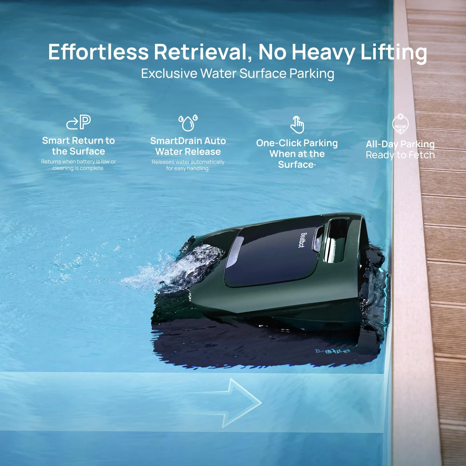 Beatbot AquaSense 2 Pro Cordless Robotic Pool Cleaner, Unmatched 5-in-1 Cleaning, Surface Parking, Skimmer with APP Control, Water Clarification, for Pools up to 3,875 Sq.ft – Obsidian - Image 4