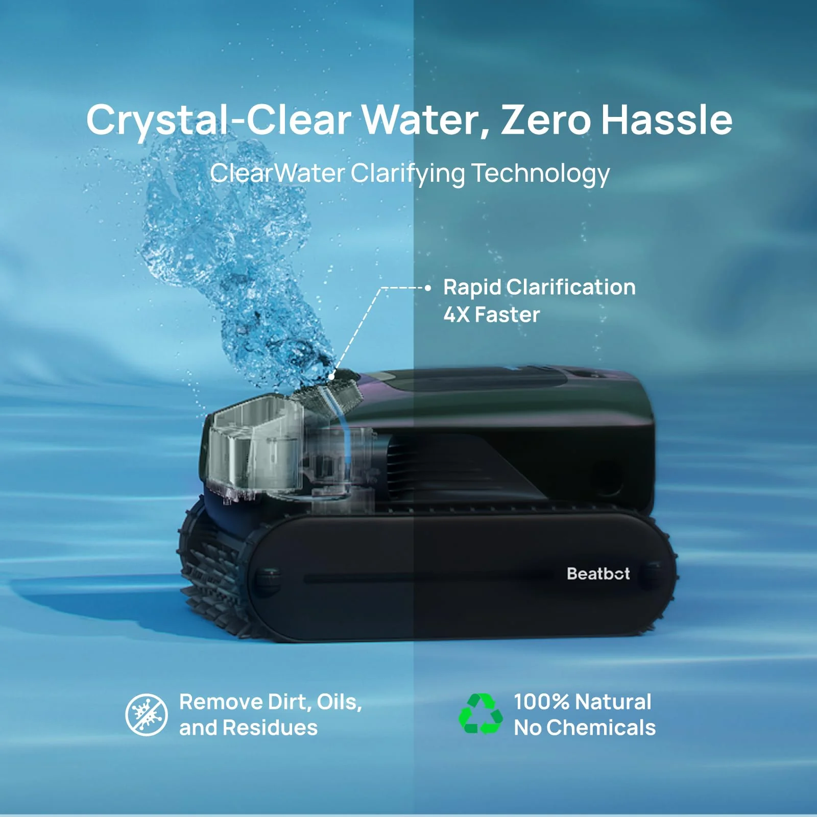 Beatbot AquaSense 2 Pro Cordless Robotic Pool Cleaner, Unmatched 5-in-1 Cleaning, Surface Parking, Skimmer with APP Control, Water Clarification, for Pools up to 3,875 Sq.ft – Obsidian - Image 8