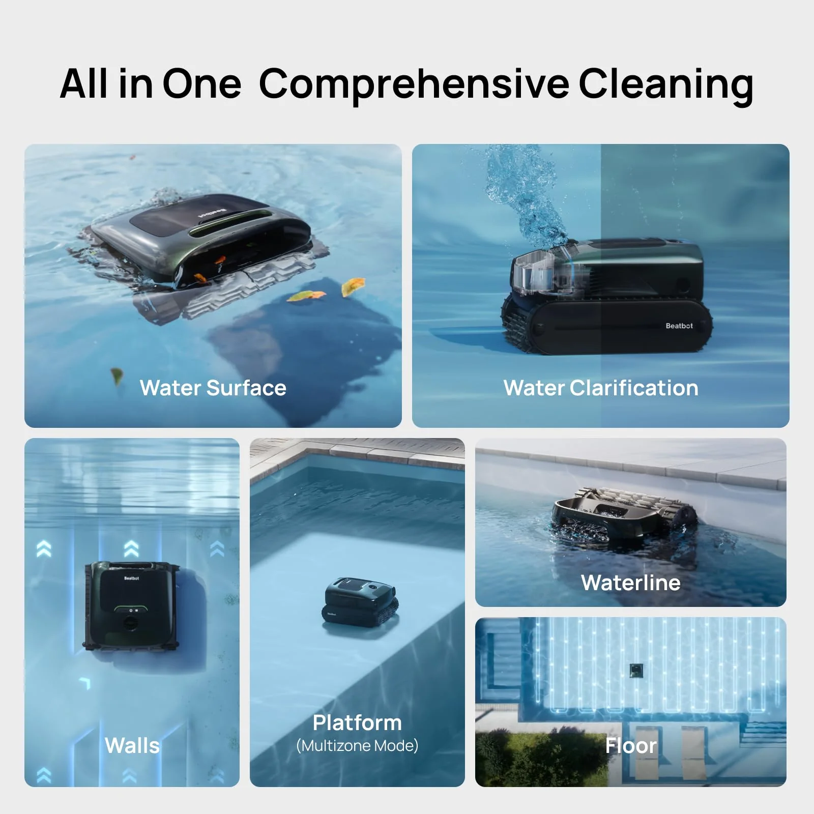 Beatbot AquaSense 2 Pro Cordless Robotic Pool Cleaner, Unmatched 5-in-1 Cleaning, Surface Parking, Skimmer with APP Control, Water Clarification, for Pools up to 3,875 Sq.ft – Obsidian - Image 9