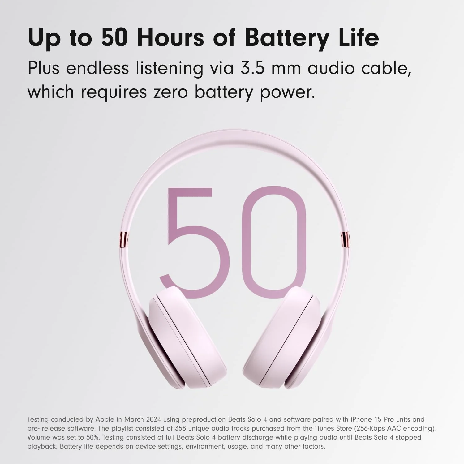 Beats Solo 4 - Wireless On-Ear Bluetooth Headphones, Up to 50-Hour Battery Life, Ultra-Lightweight Comfort, Powerful and Balanced Sound, Apple & Android Compatible - Cloud Pink - Image 6